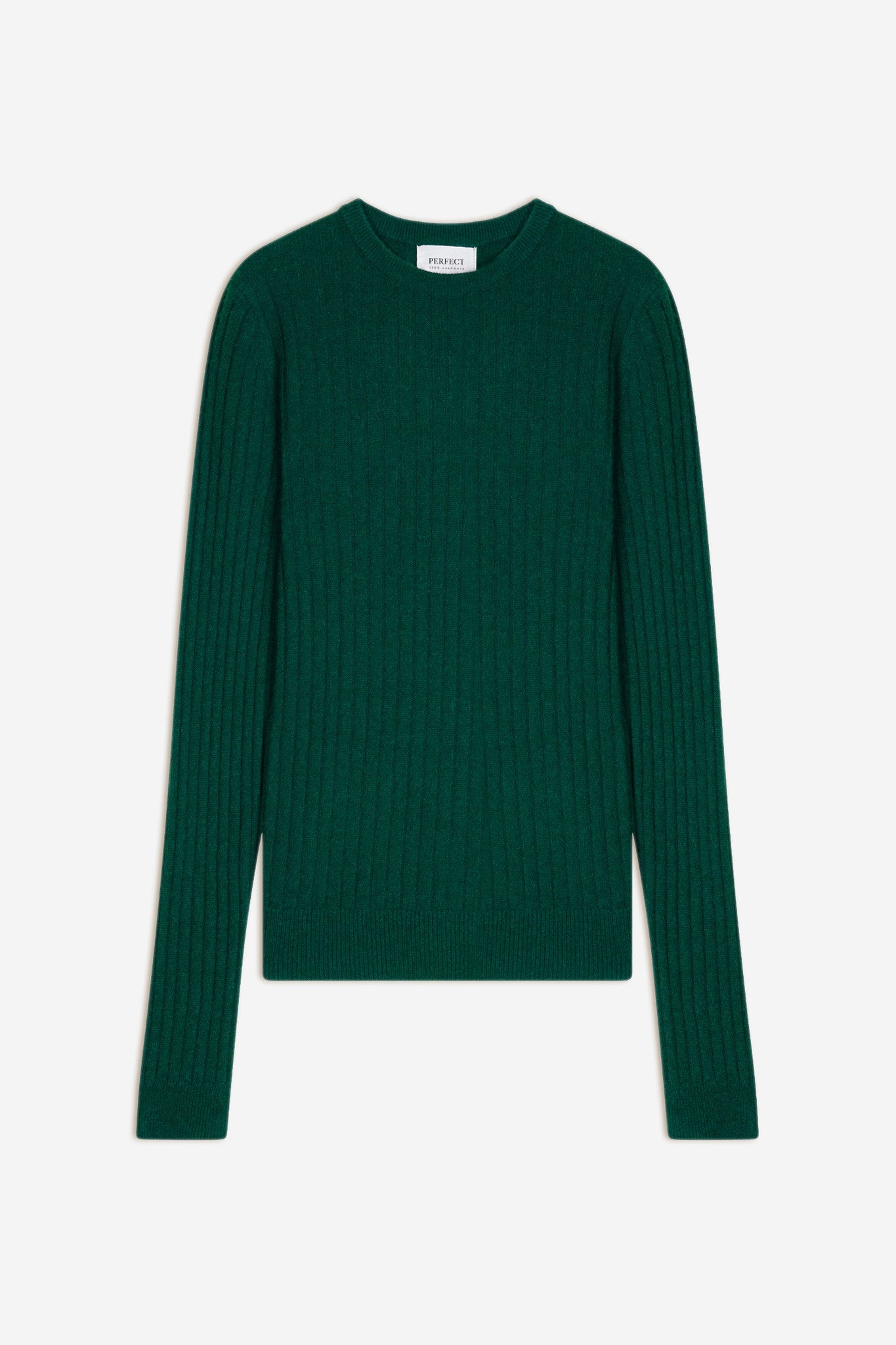 kylie pull col rond vert anglais 100% cachemire