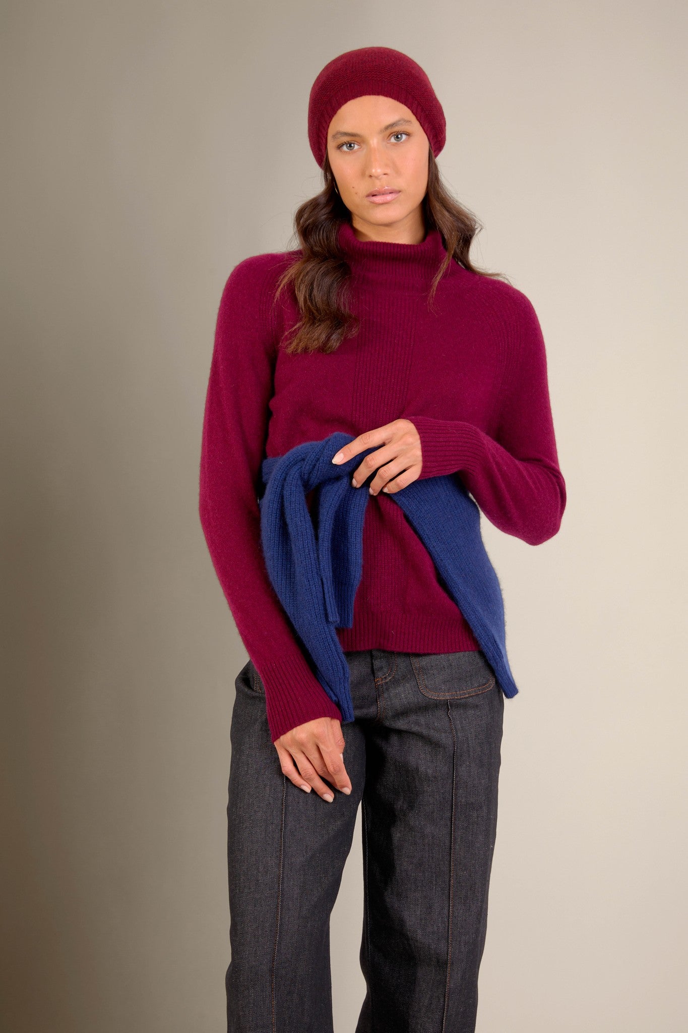 laoise bonnet 4 fils cranberry chiné 100% cachemire