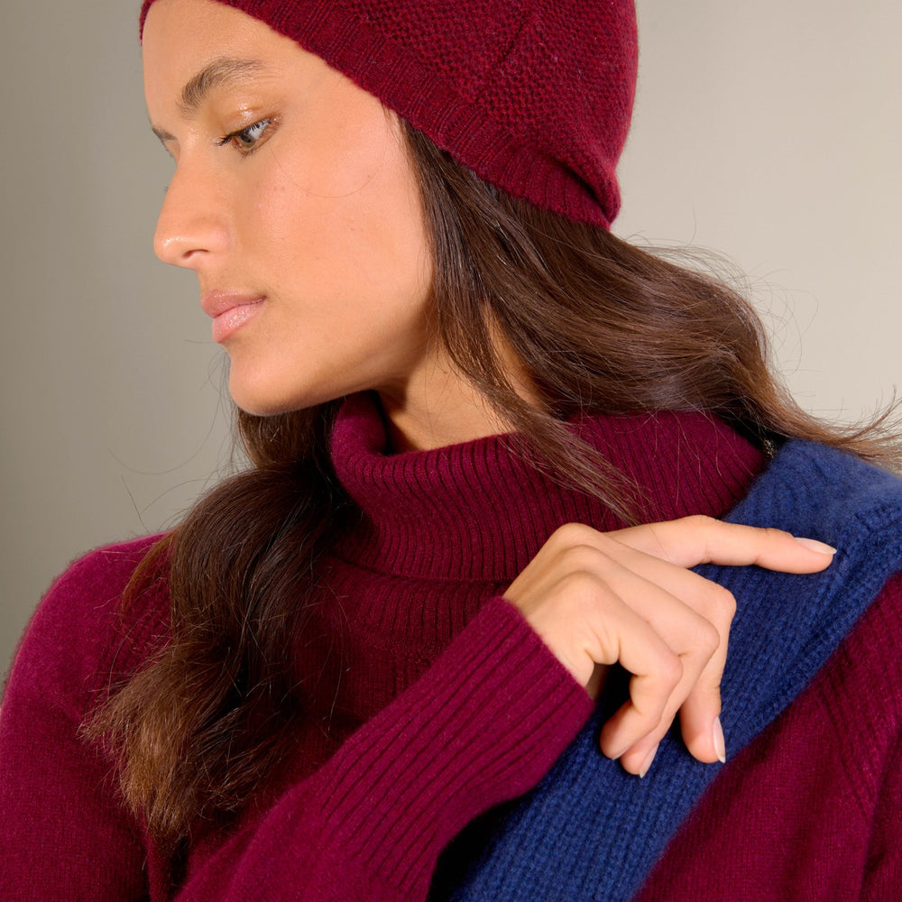laoise bonnet 4 fils cranberry chiné 100% cachemire