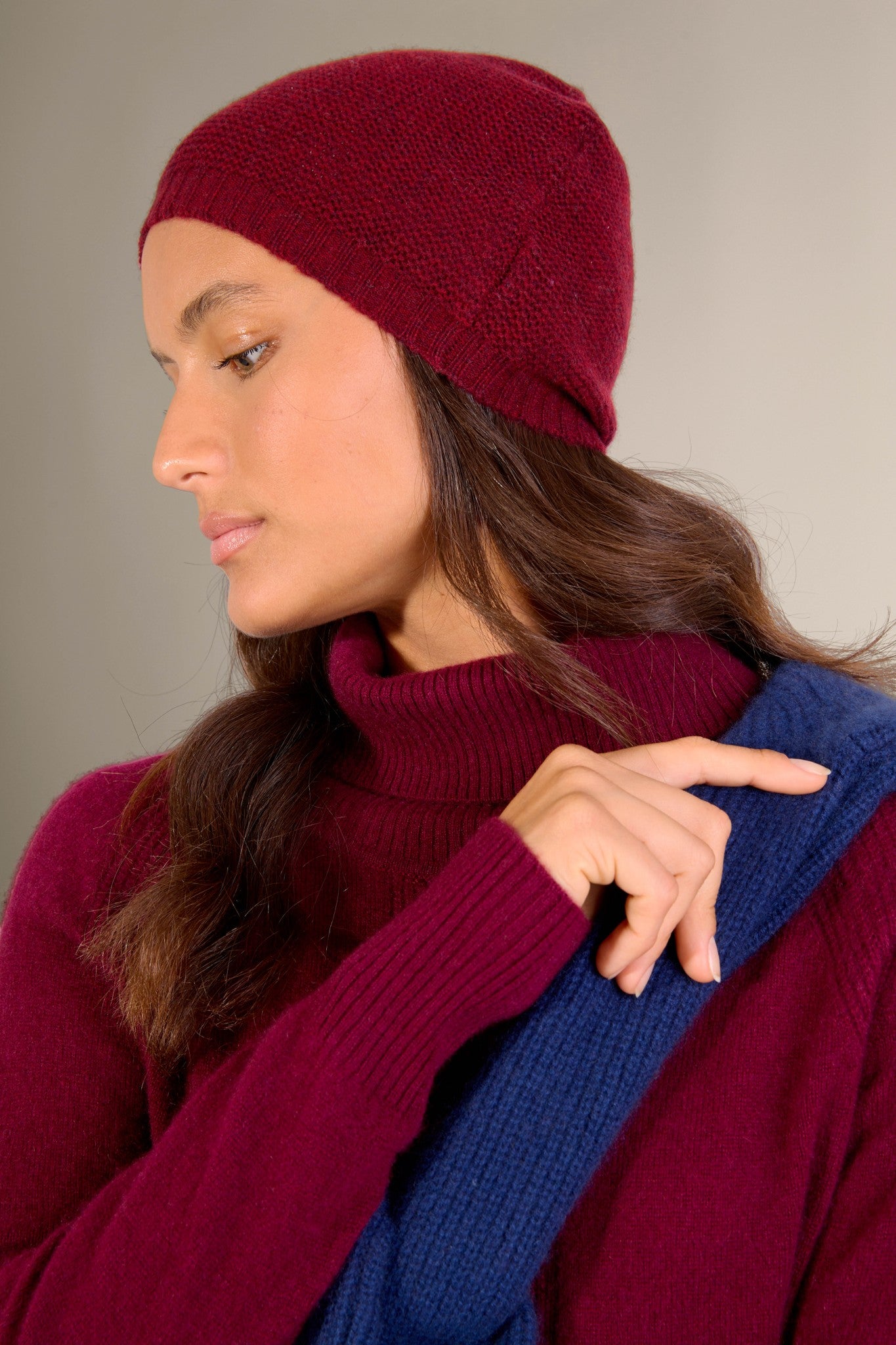 laoise bonnet 4 fils cranberry chiné 100% cachemire