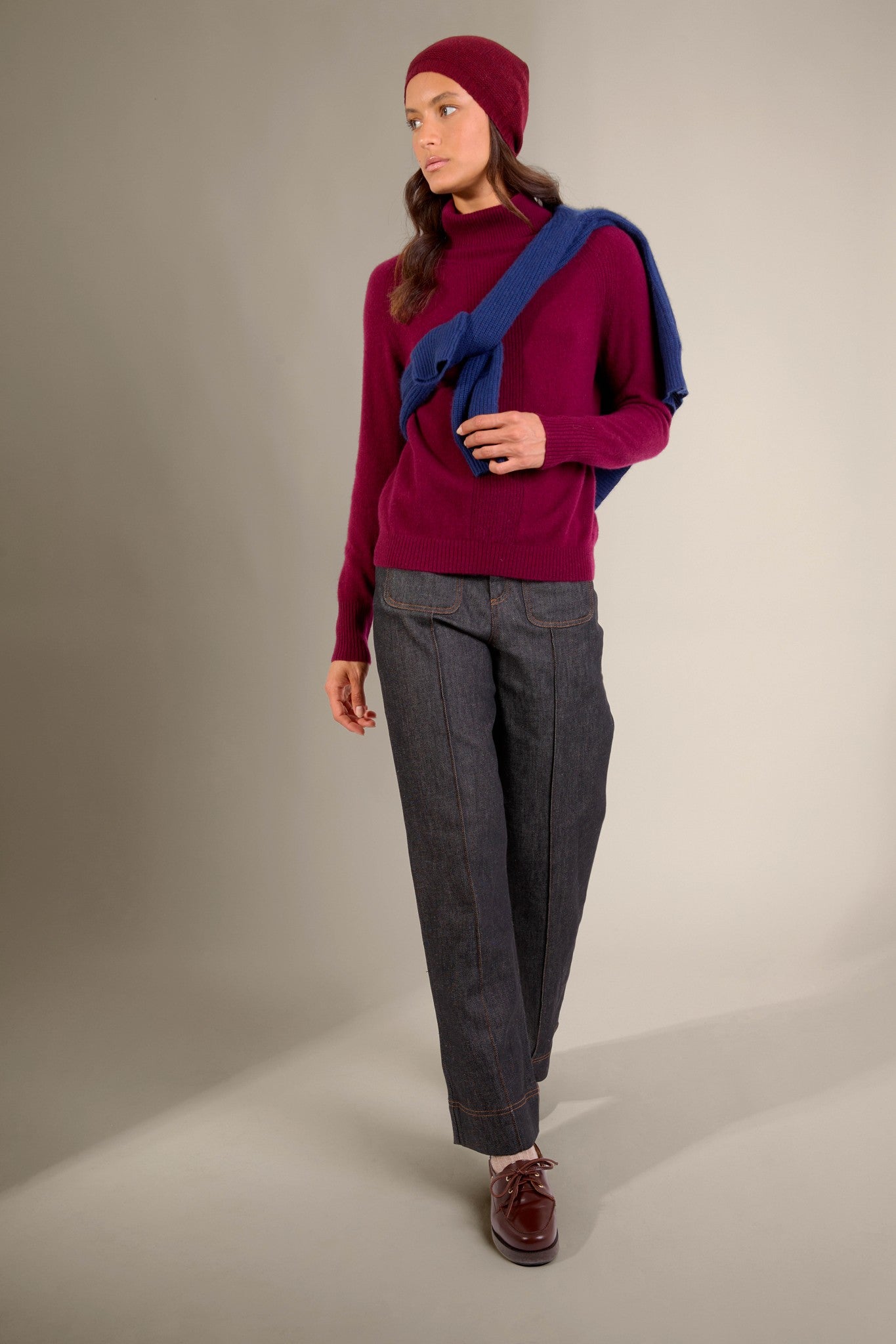 laoise bonnet 4 fils cranberry chiné 100% cachemire