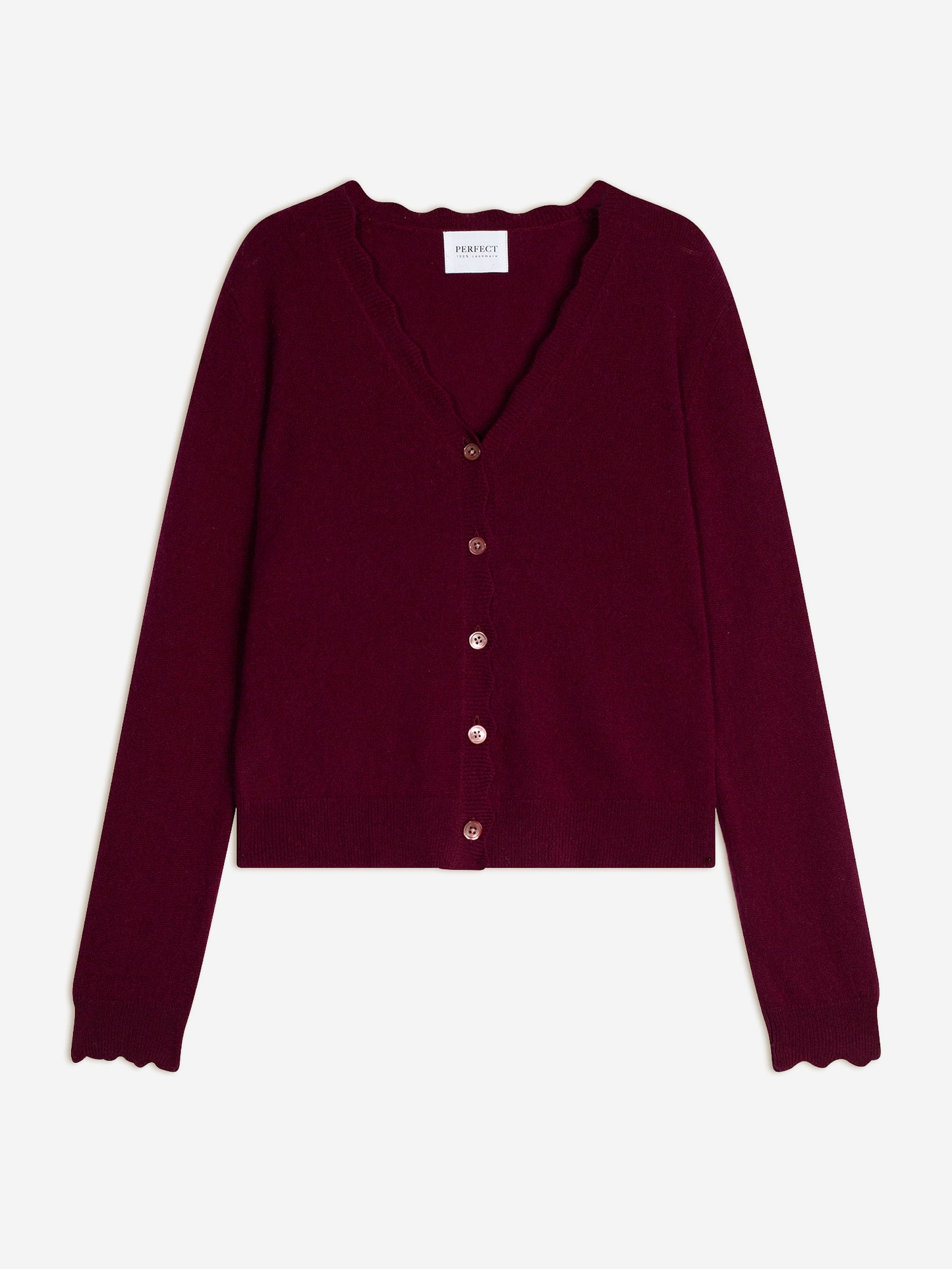 LEORA cardigan col v bordeaux 100% cachemire