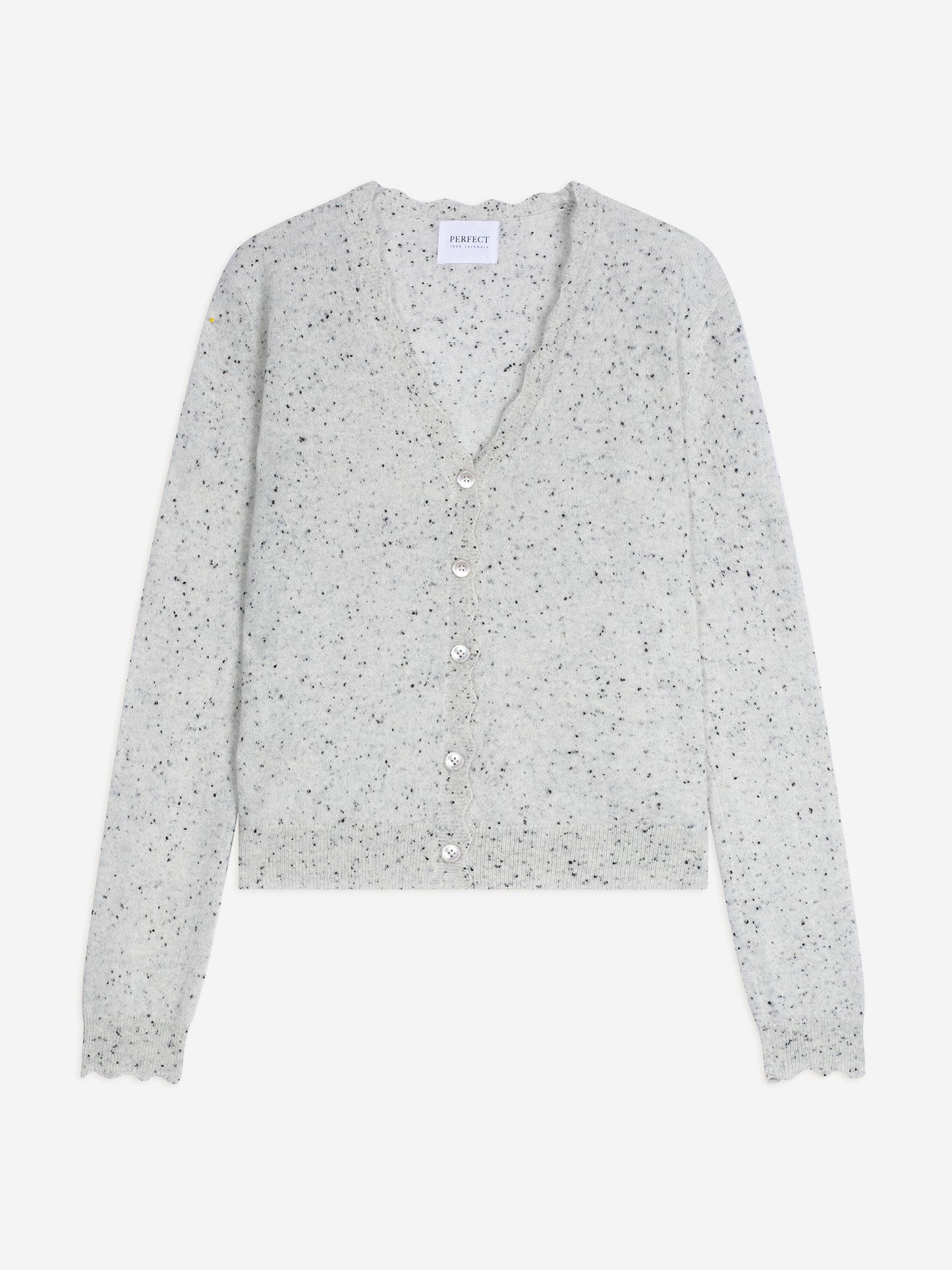 LEORA cardigan col v gris/noir 100% cachemire