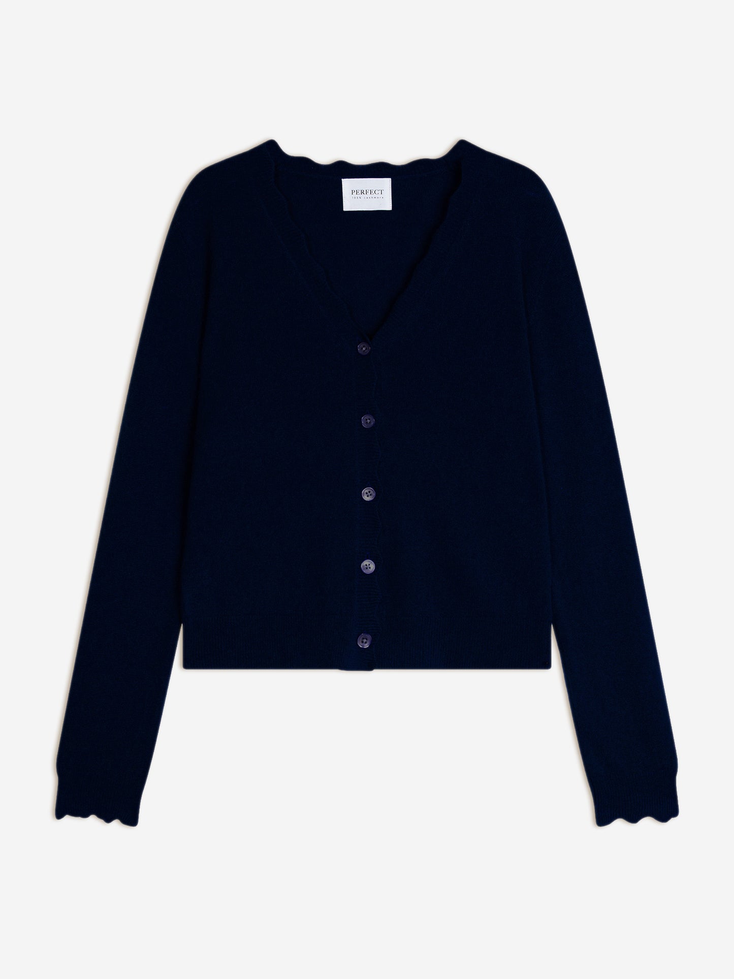 LEORA cardigan col v navy 100% cachemire