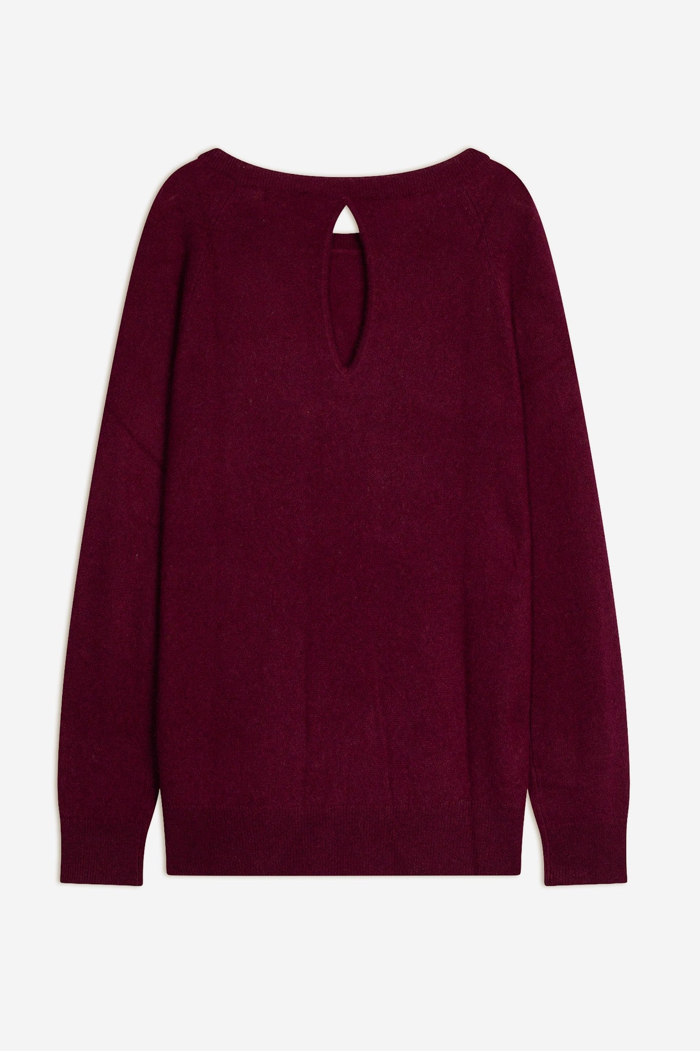 leslie pull col bateau goutte dos bordeaux 100% cachemire