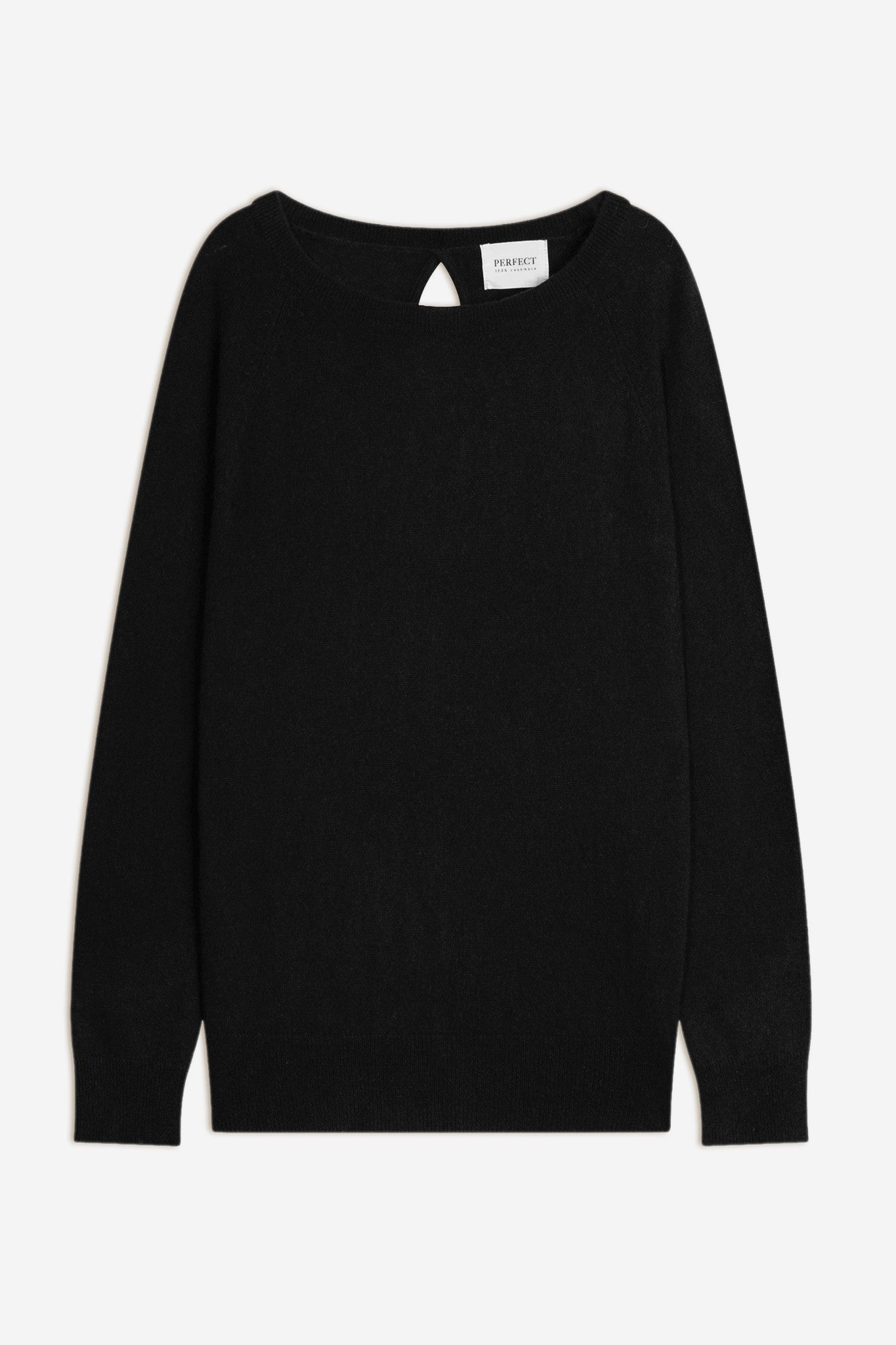 leslie pull col bateau goutte dos noir 100% cachemire