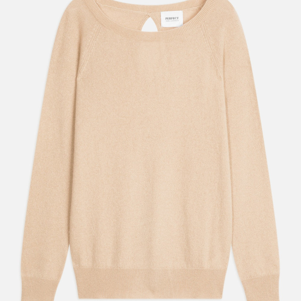 leslie pull col bateau goutte dos sable 100% cachemire