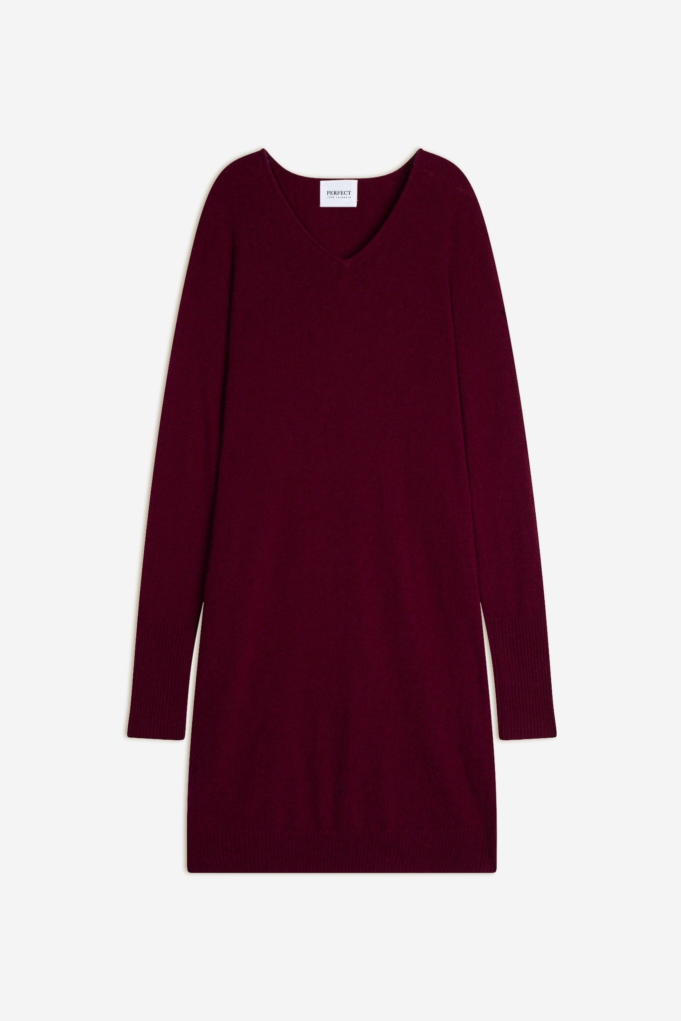 levana robe col v bordeaux 100% cachemire