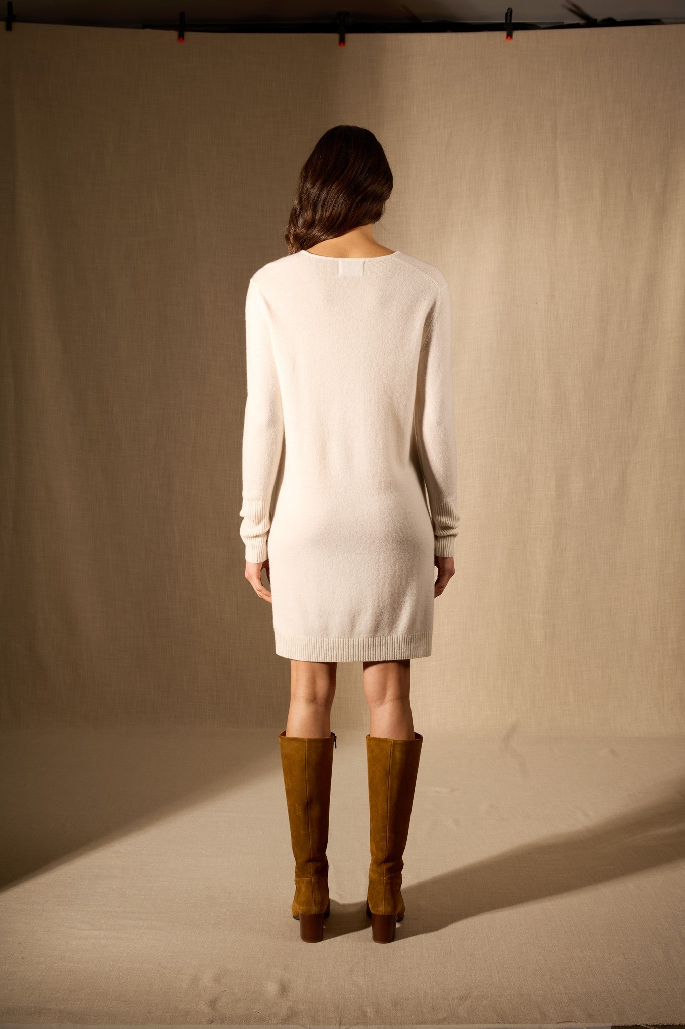 levana robe col v ivoire 100% cachemire