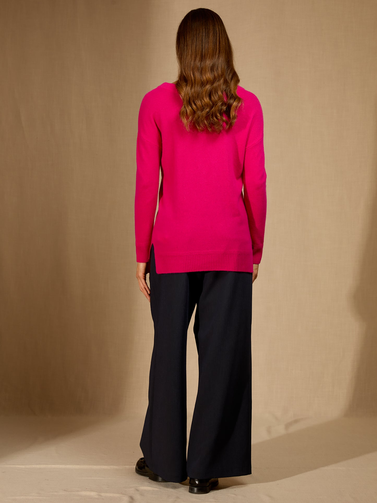 LILARIA pull col bateau fuchsia 100% cachemire