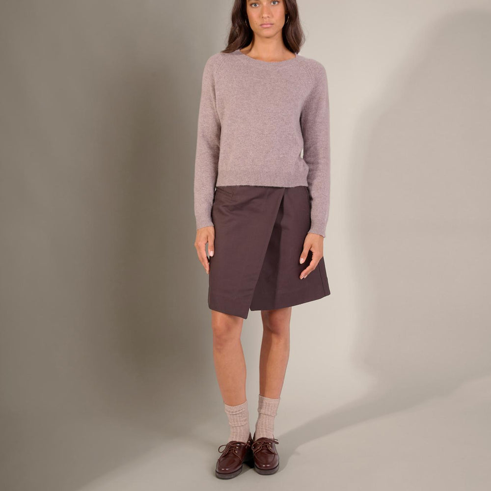 LILA pull col rond 4 fils caribou chiné 100% cachemire