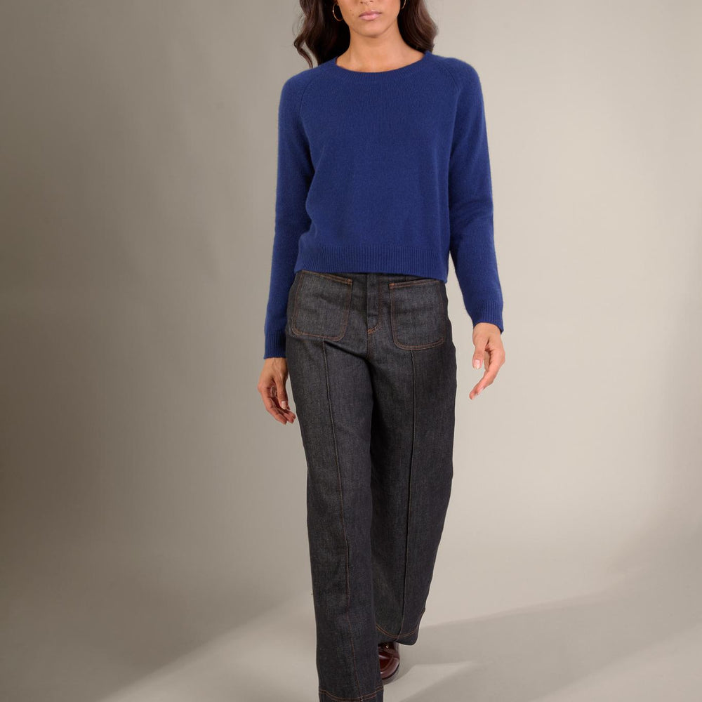 LILA pull col rond 4 fils minuit 100% cachemire