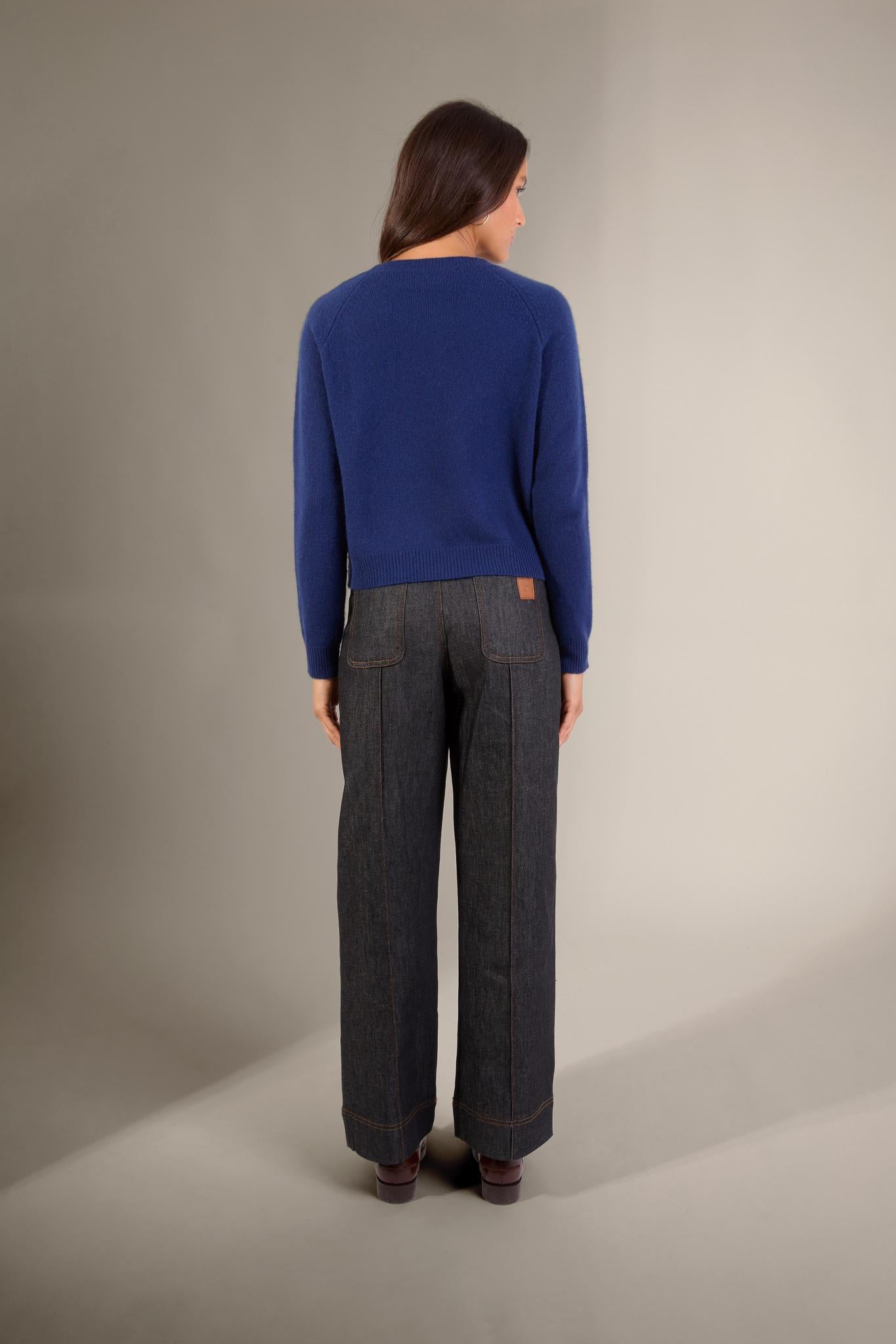 LILA pull col rond 4 fils minuit 100% cachemire