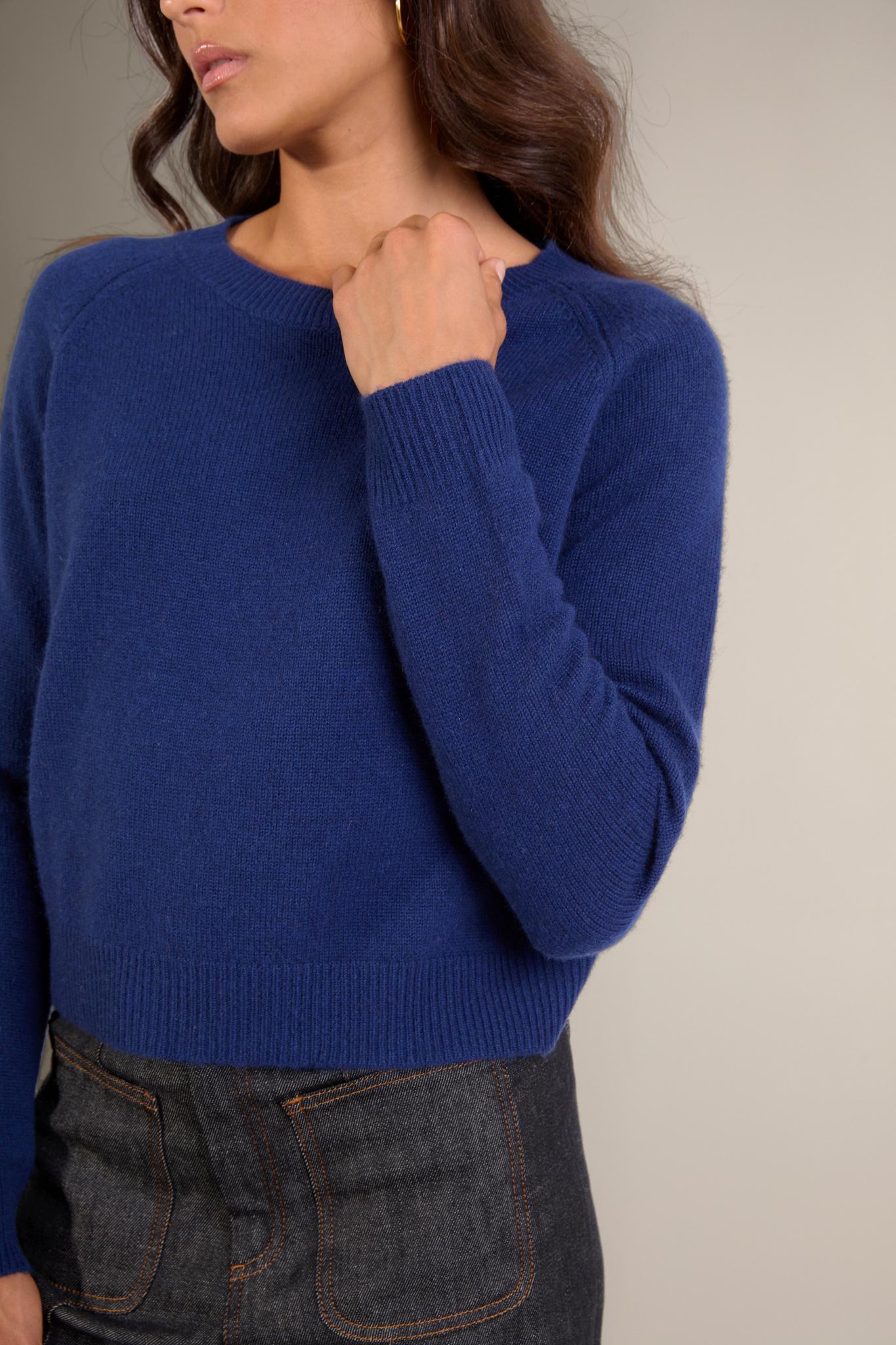 LILA pull col rond 4 fils minuit 100% cachemire