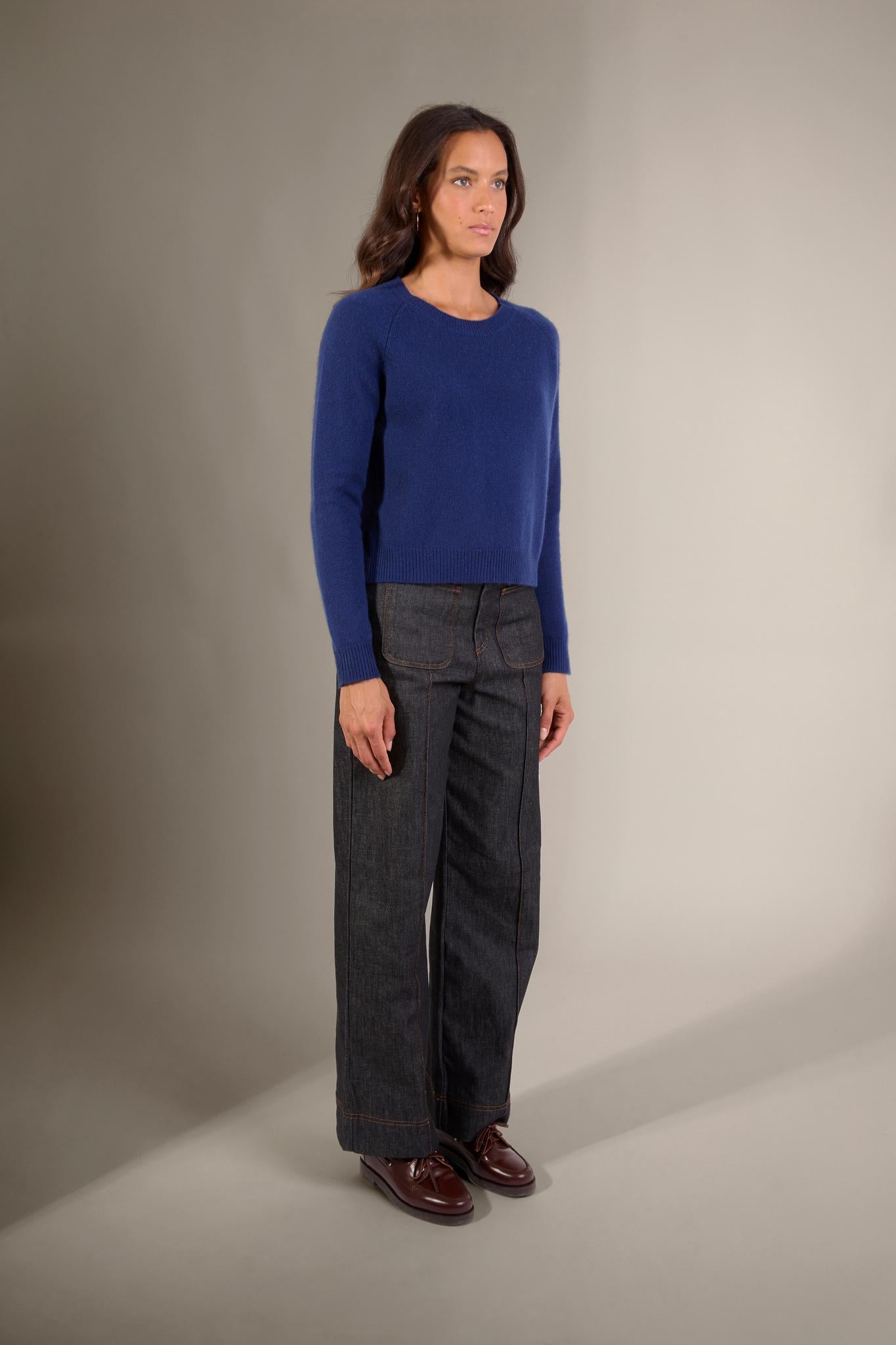LILA pull col rond 4 fils minuit 100% cachemire