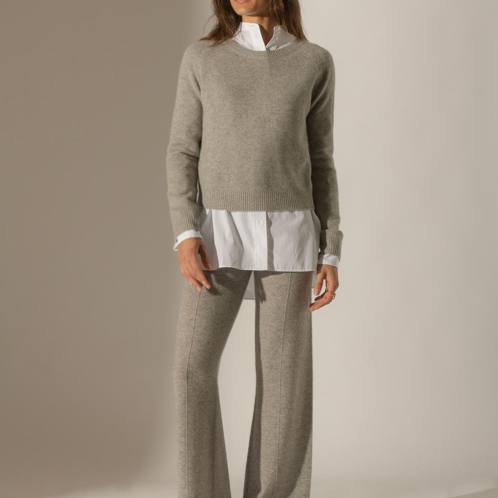 LILA pull col rond 4 fils nuage chiné 100% cachemire