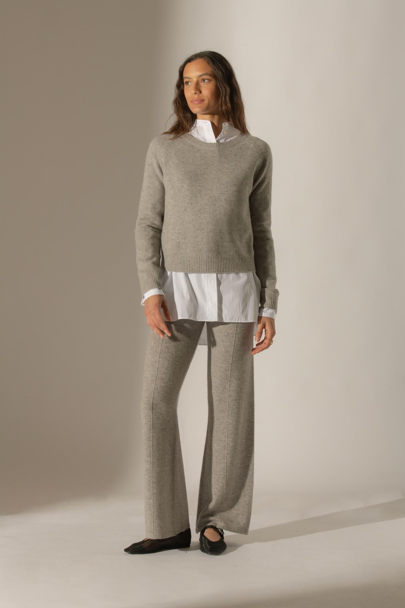 LILA pull col rond 4 fils nuage chiné 100% cachemire
