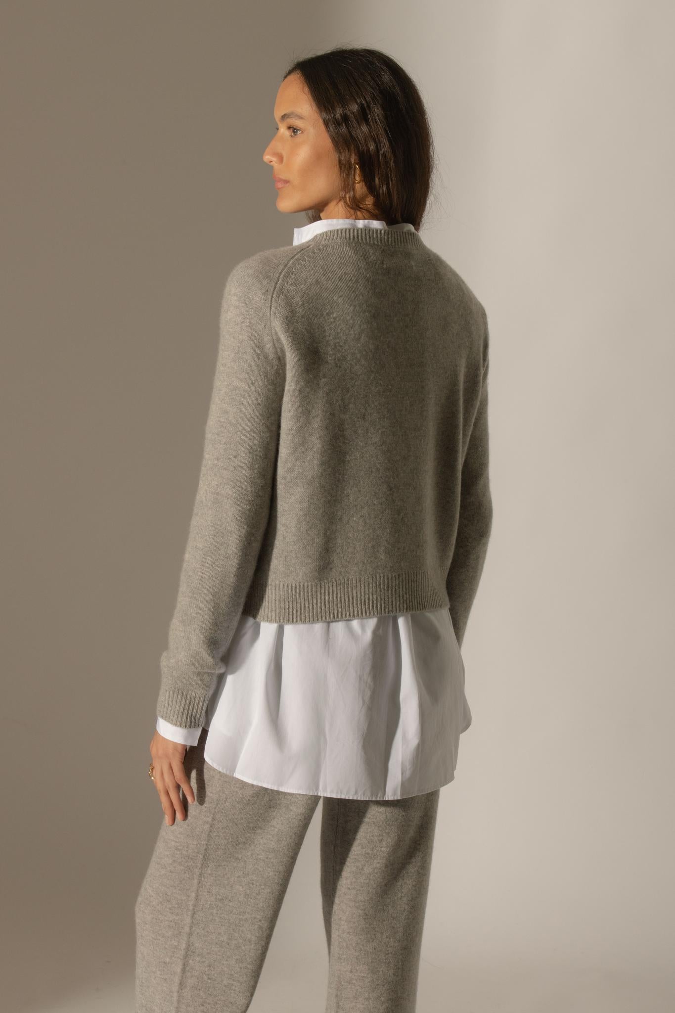 LILA pull col rond 4 fils nuage chiné 100% cachemire