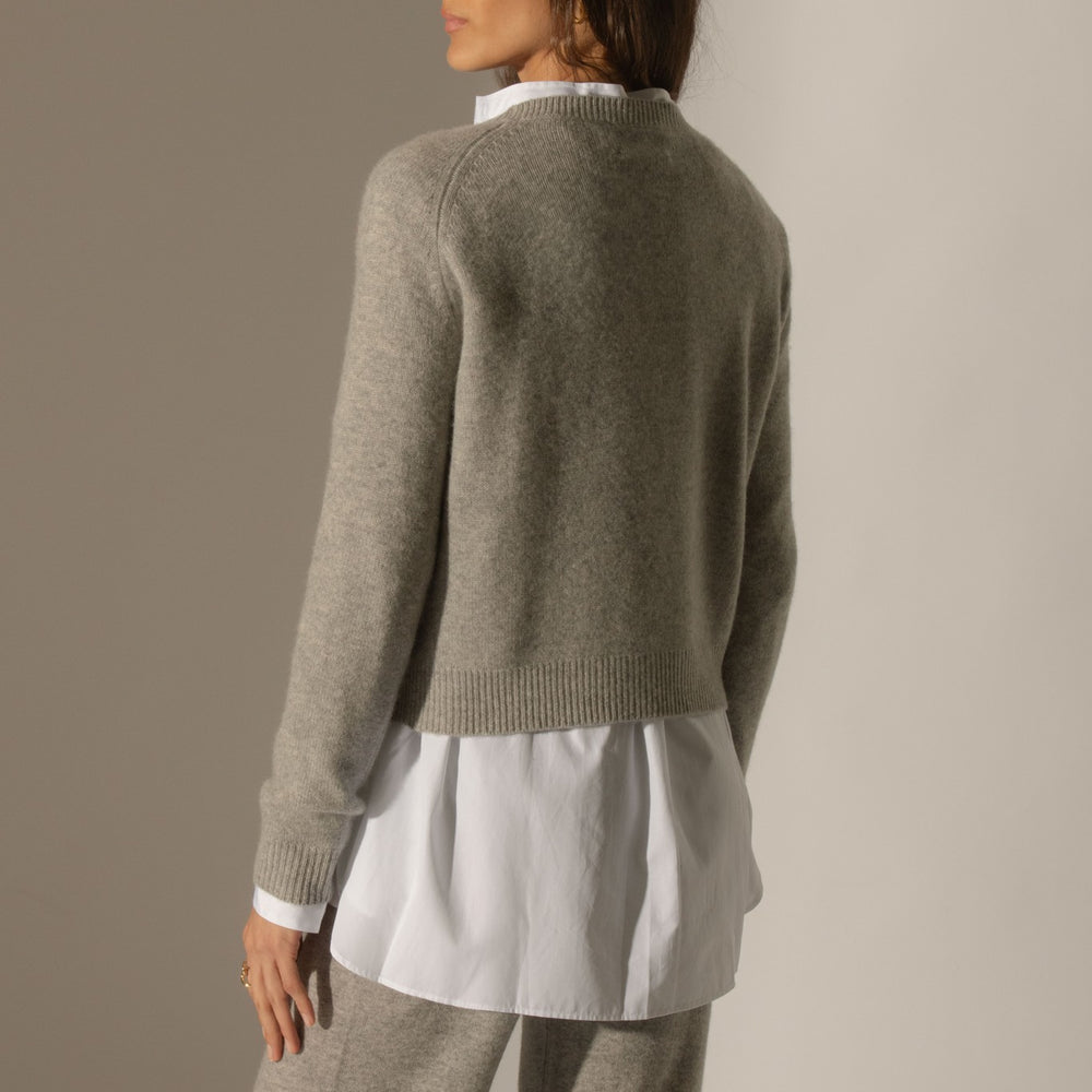 lila pull col rond 4 fils nuage chiné 100% cachemire