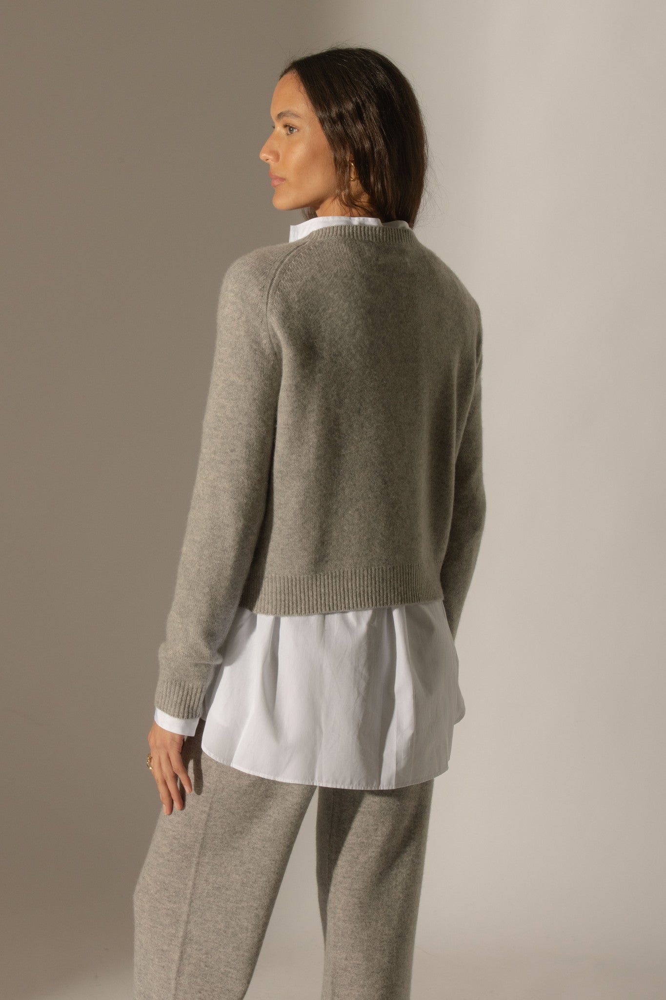 lila pull col rond 4 fils nuage chiné 100% cachemire