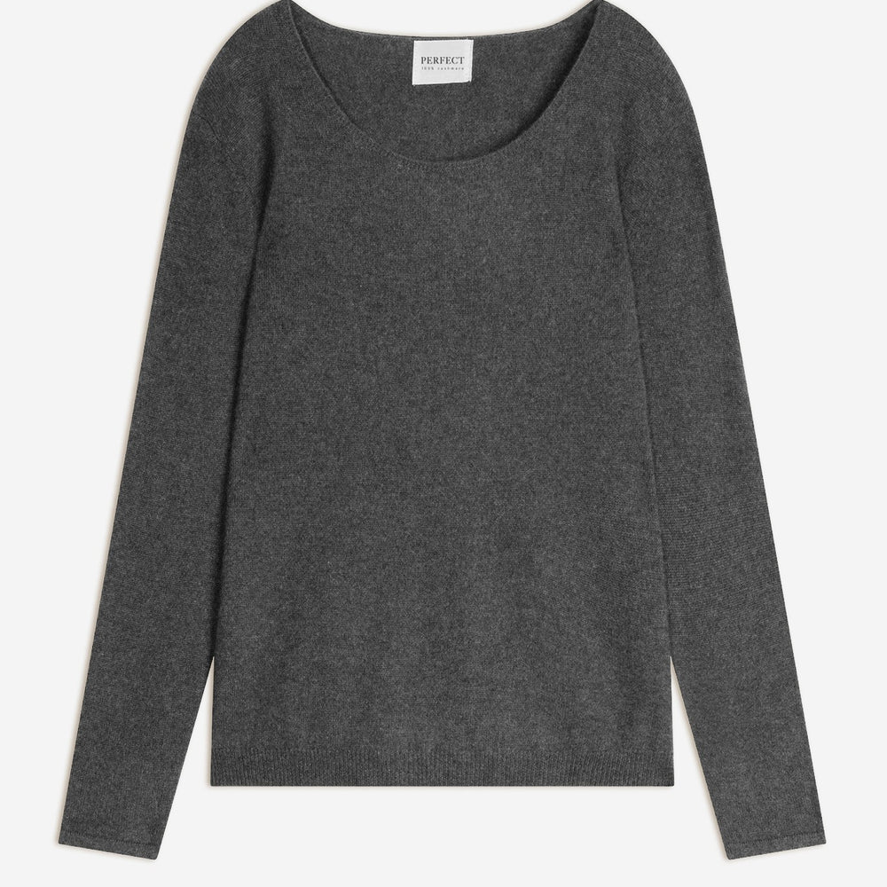 lindsay pull col bateau anthracite chiné 100% cachemire