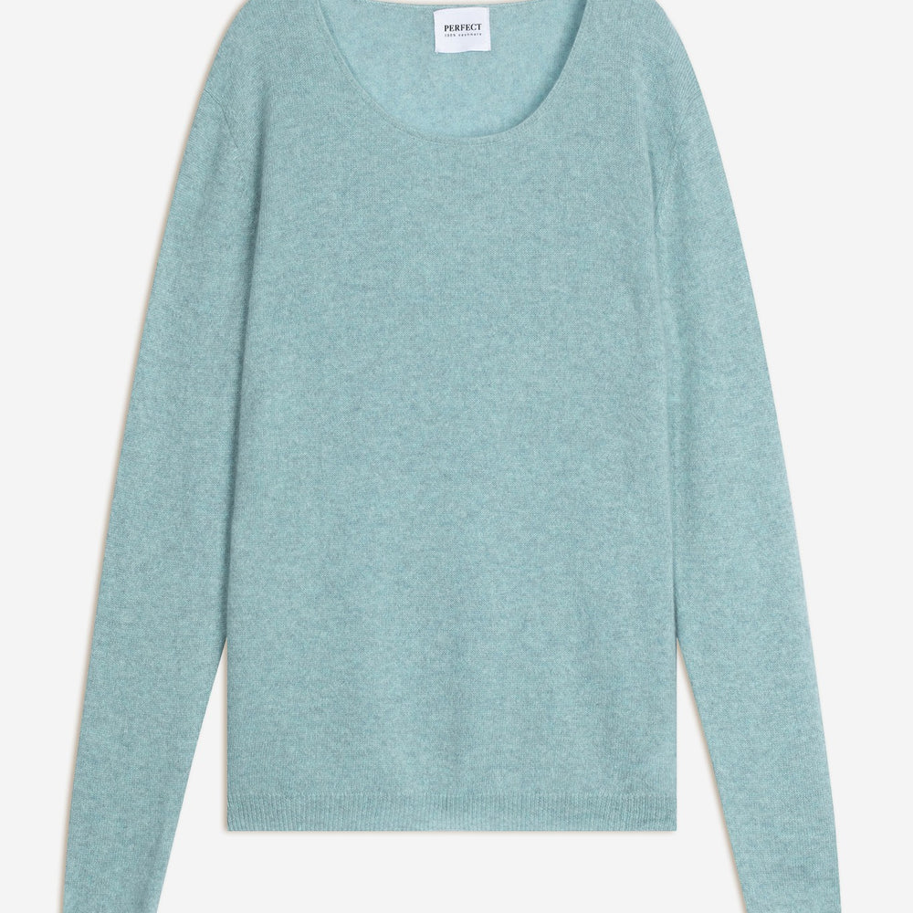 lindsay pull col bateau aqua chiné 100% cachemire