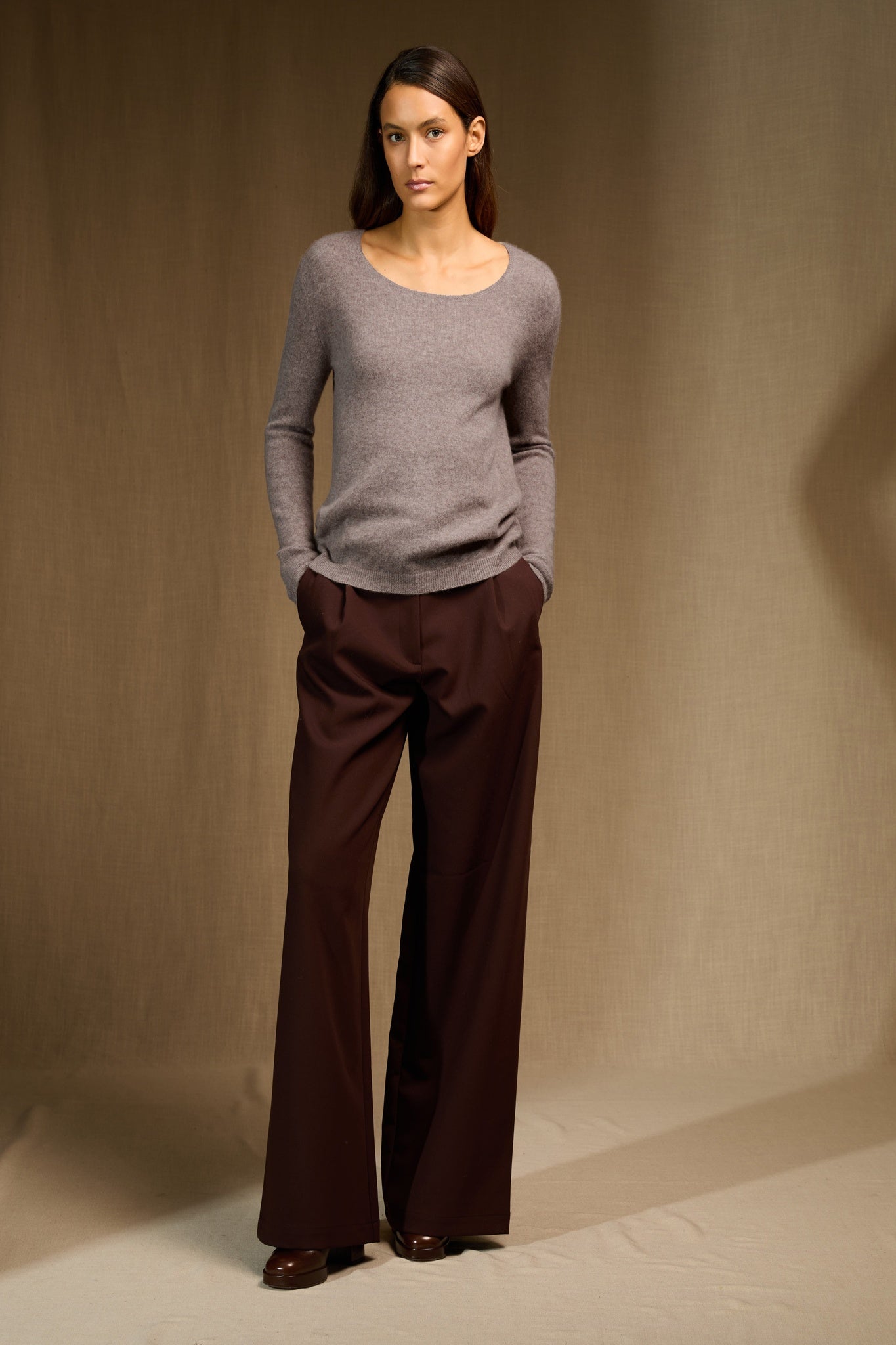 lindsay pull col bateau caribou chiné 100% cachemire