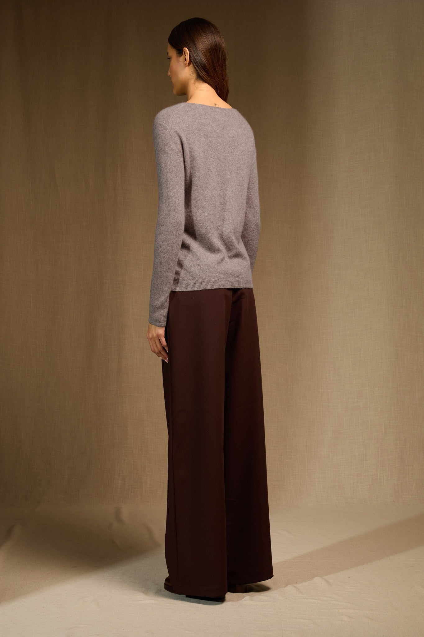 lindsay pull col bateau caribou chiné 100% cachemire
