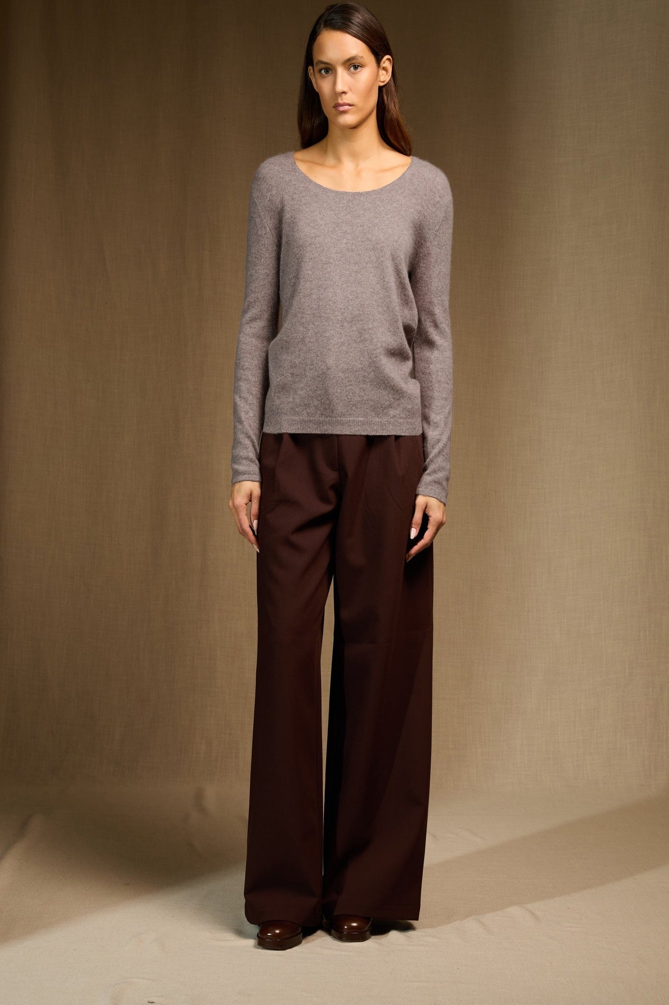lindsay pull col bateau caribou chiné 100% cachemire
