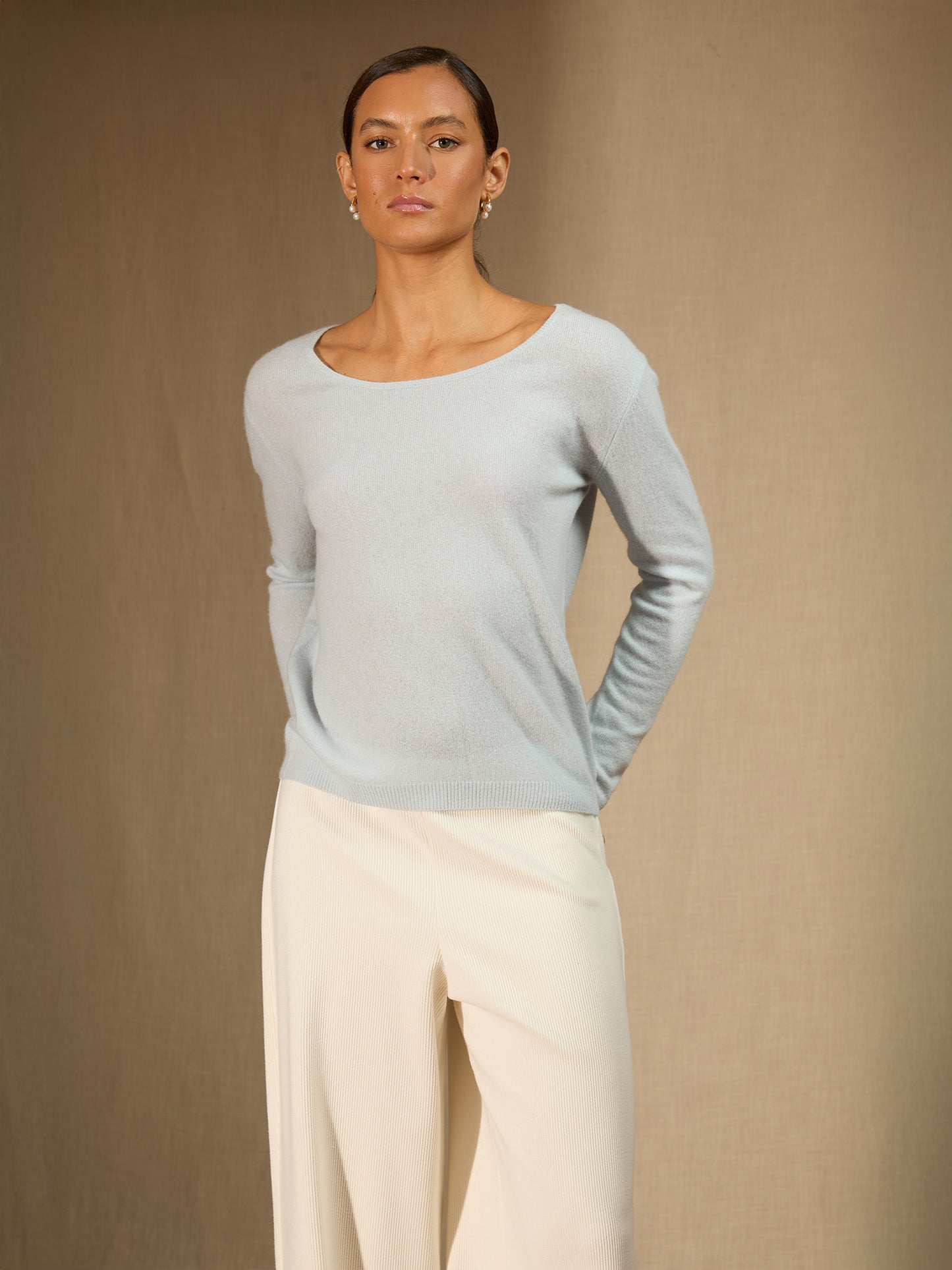 LINDSAY pull col rond givre 100% cachemire