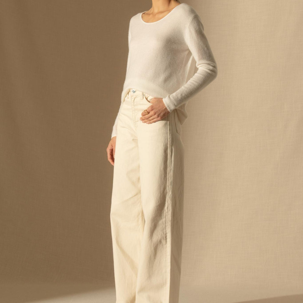LINDSAY pull col bateau ivoire 100% cachemire