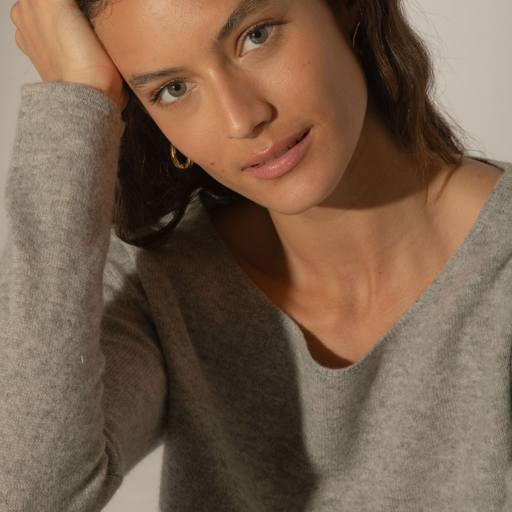 lindsay pull col bateau nuage chiné 100% cachemire