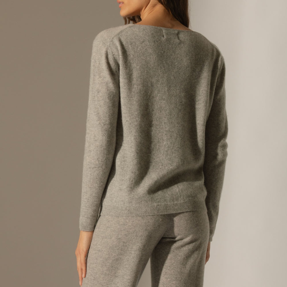 lindsay pull col bateau nuage chiné 100% cachemire