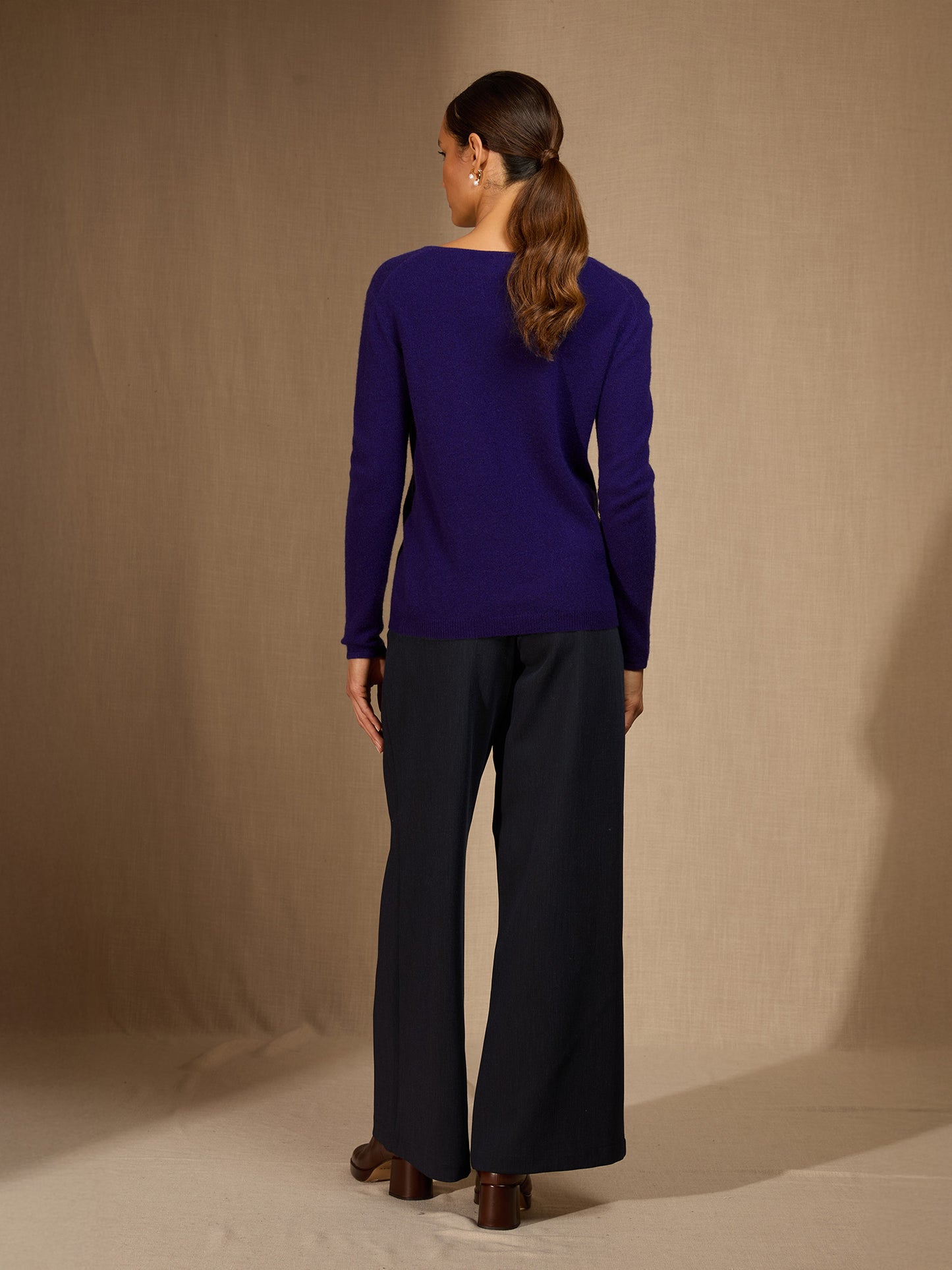 LINDSAY pull col bateau purple 100% cachemire