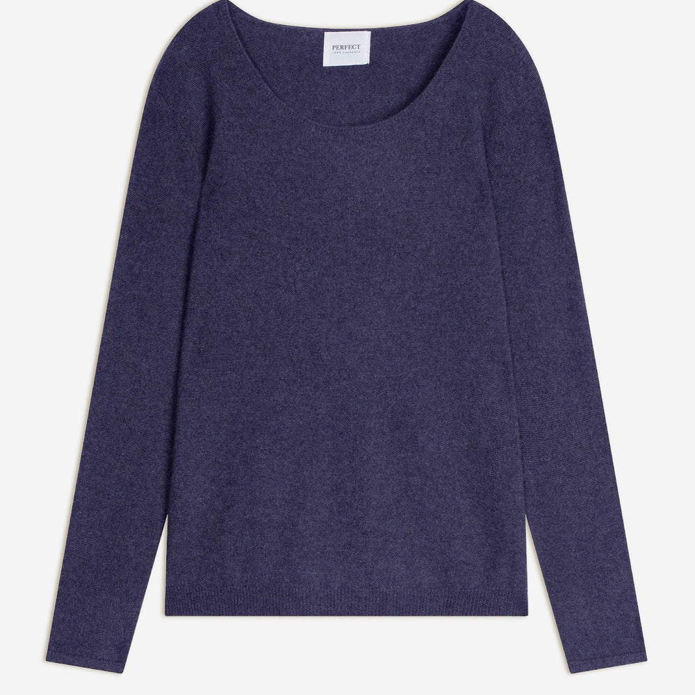 lindsay pull col bateau violet/gris chiné 100% cachemire