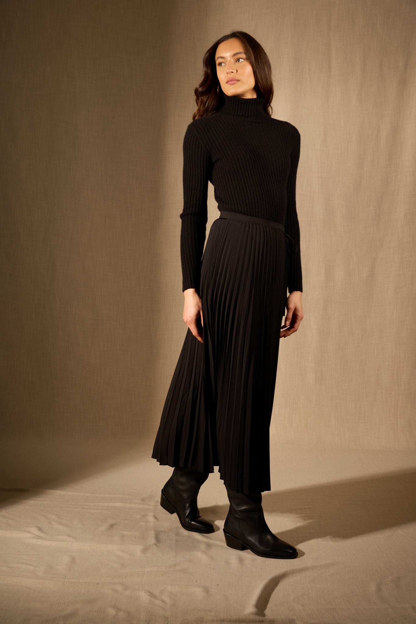 liora pull col roulé noir 100% cachemire