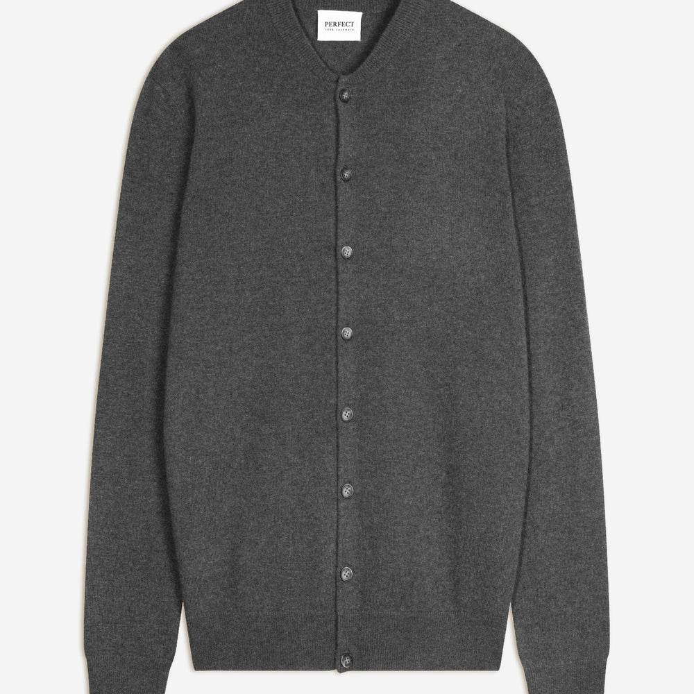 loeris cardigan col rond anthracite chiné 100% cachemire