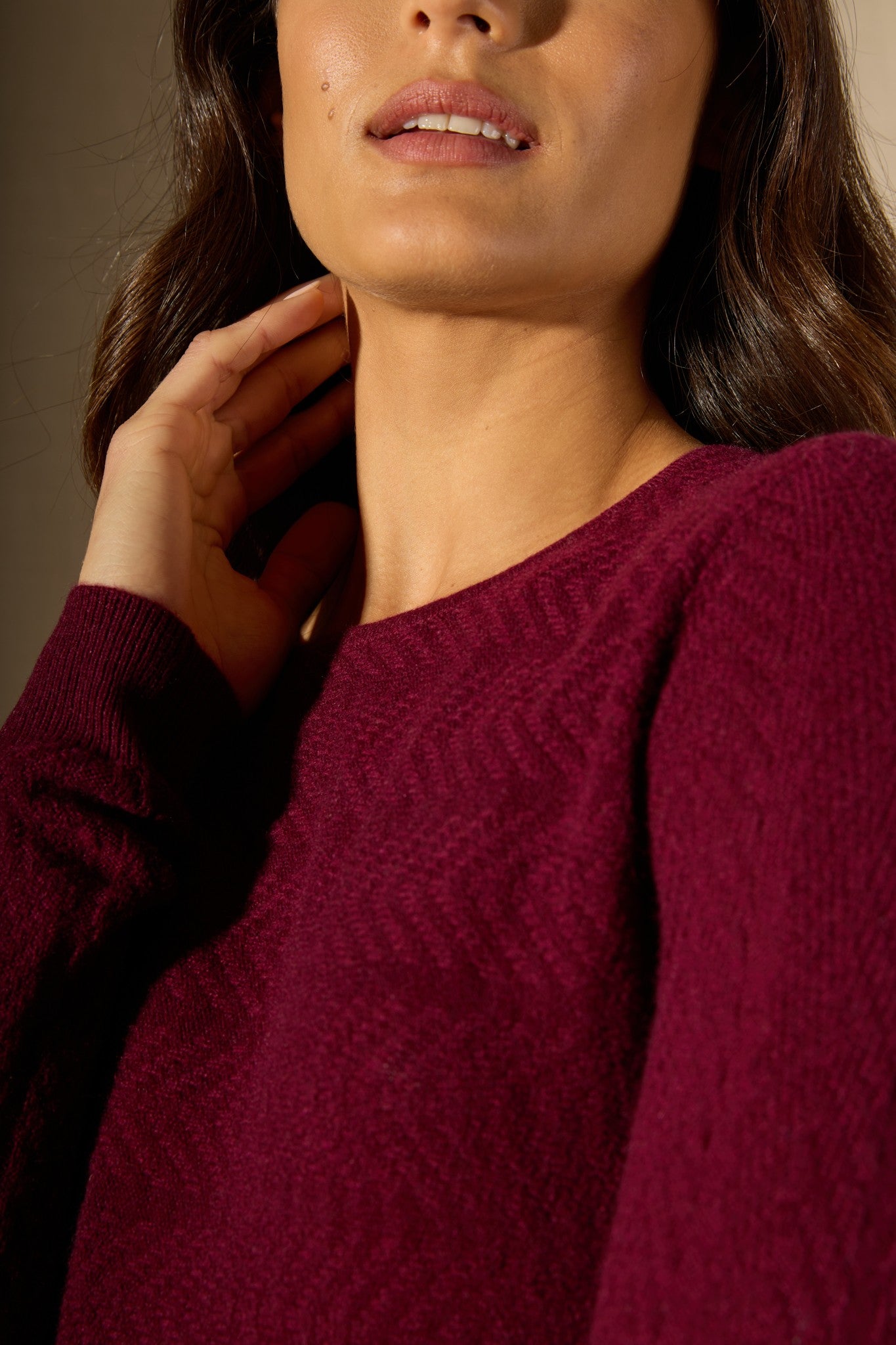 lola robe col rond bordeaux 100% cachemire