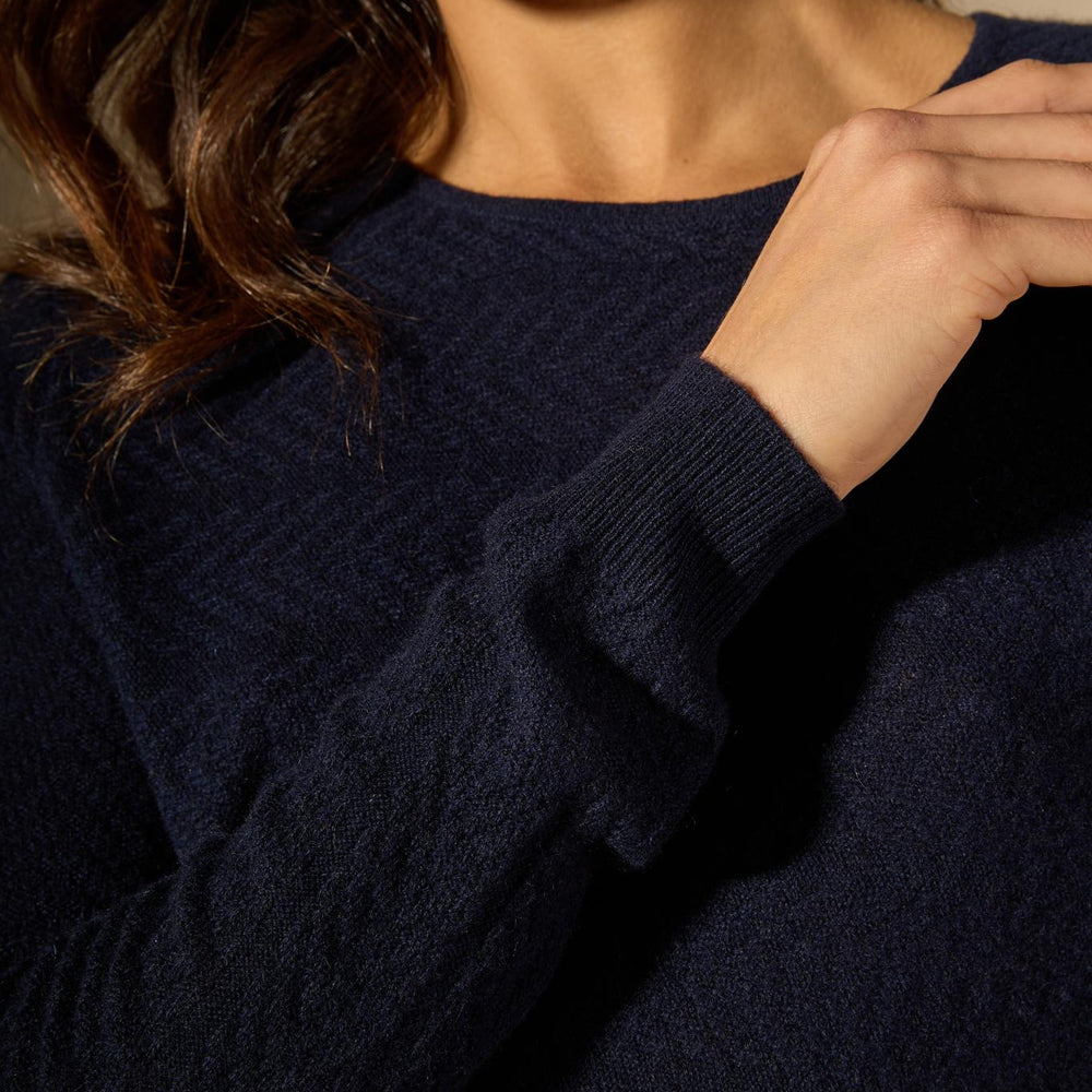 LOLA robe col rond navy 100% cachemire