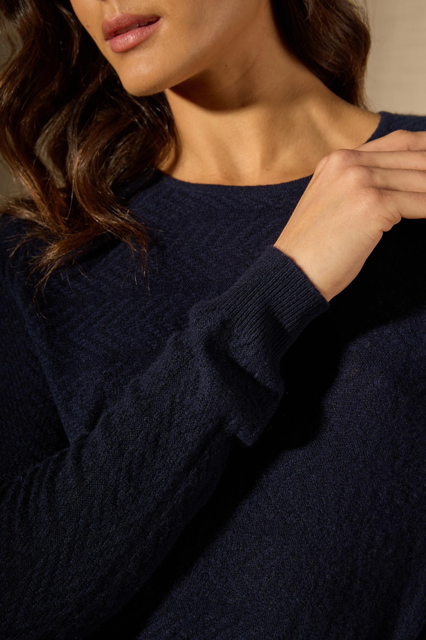LOLA robe col rond navy 100% cachemire