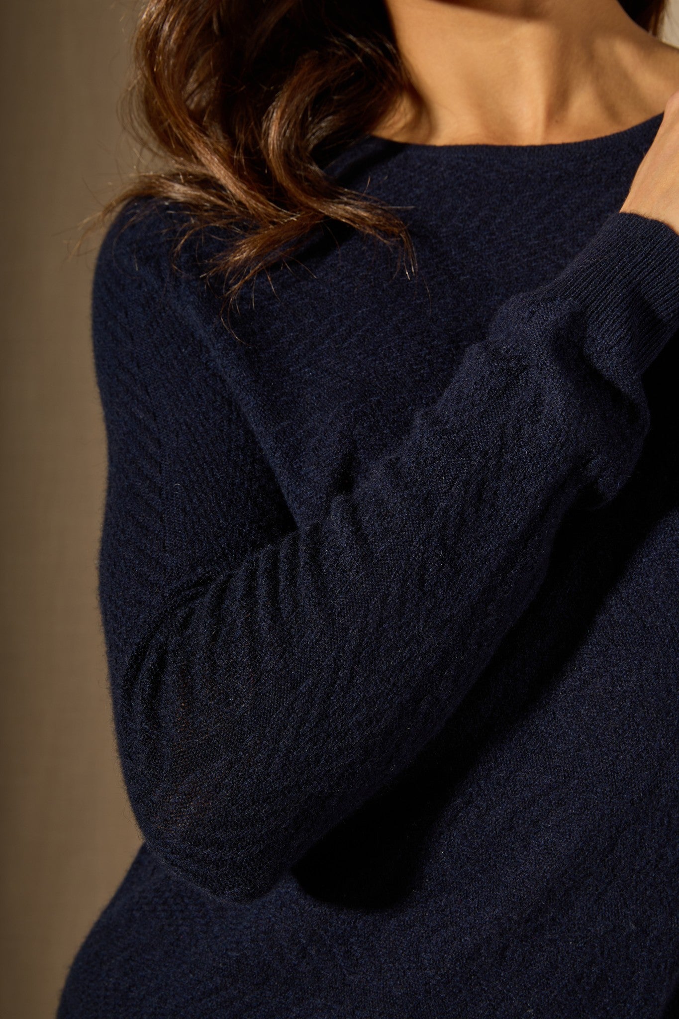 lola robe col rond navy 100% cachemire