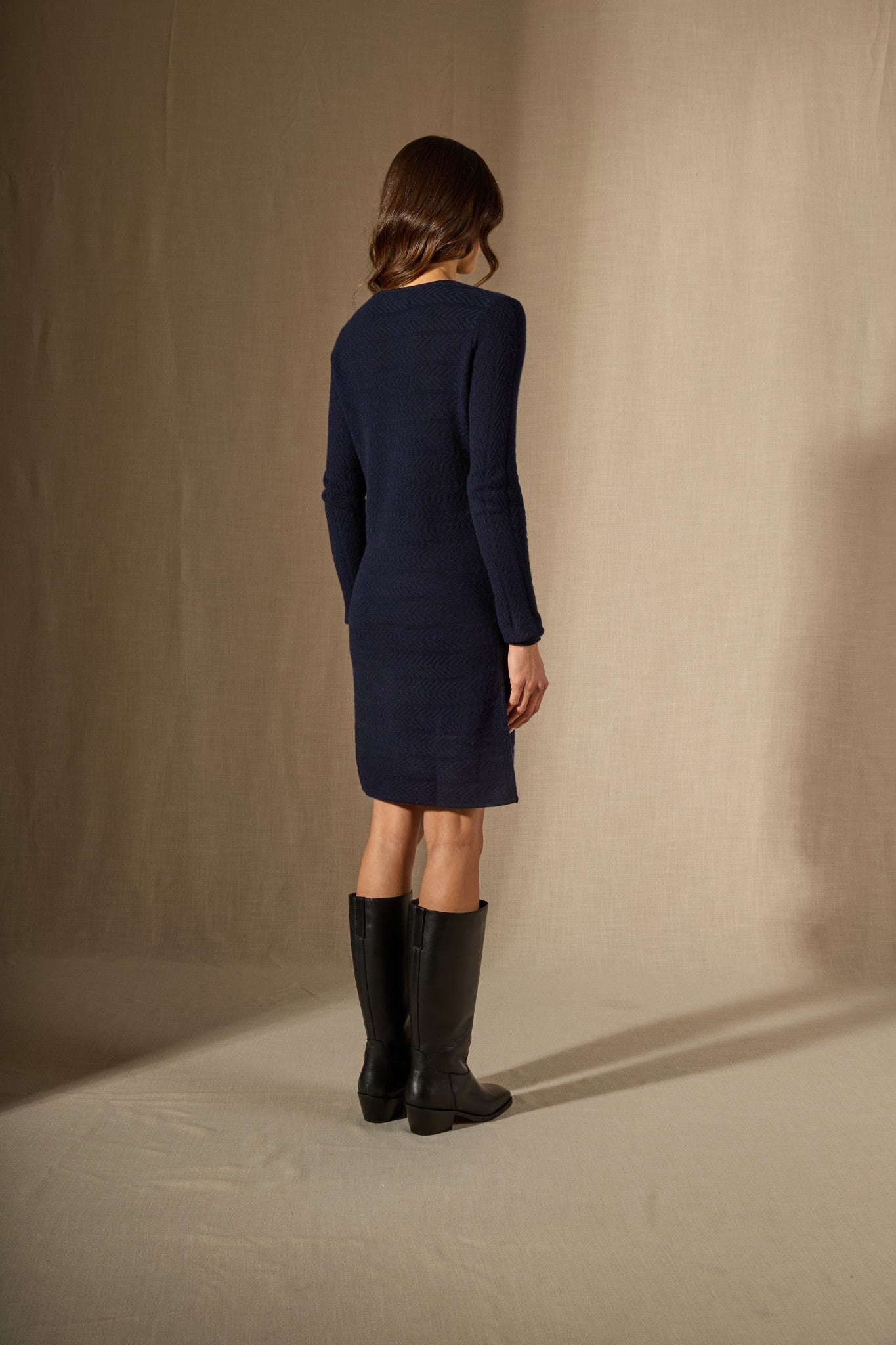 lola robe col rond navy 100% cachemire