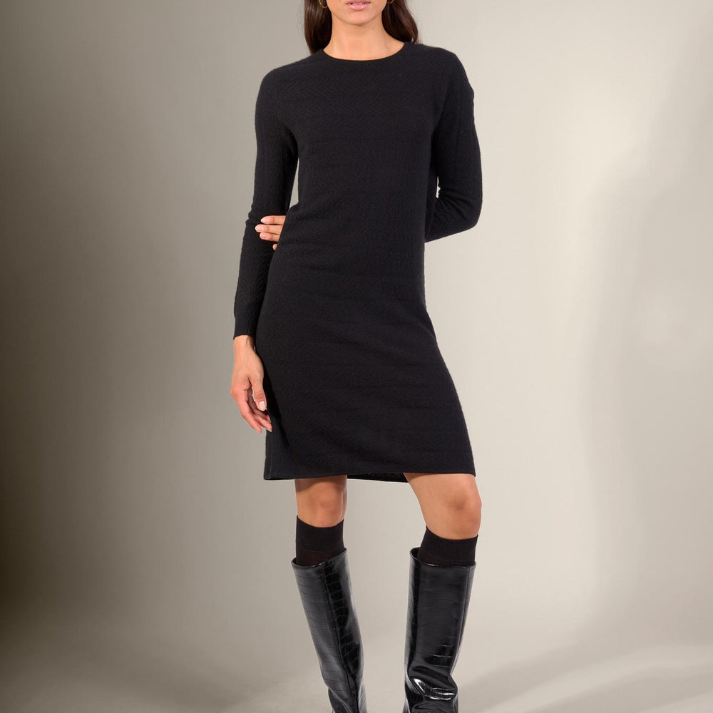 LOLA robe col rond noir 100% cachemire