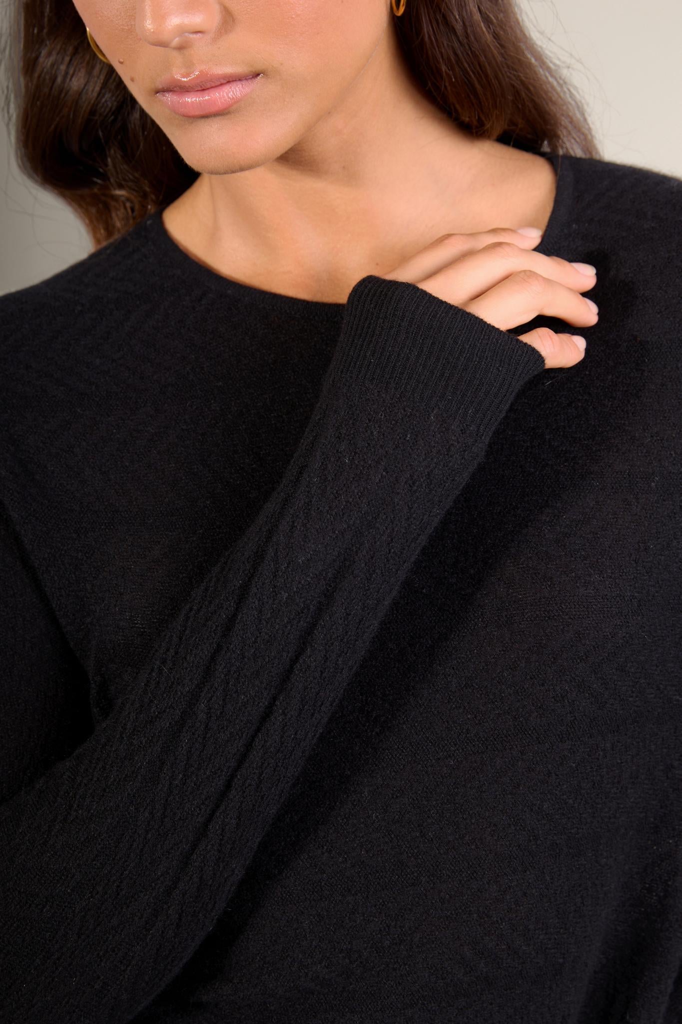 LOLA robe col rond noir 100% cachemire