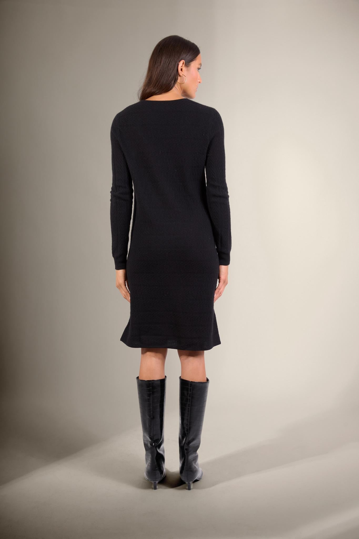 LOLA robe col rond noir 100% cachemire
