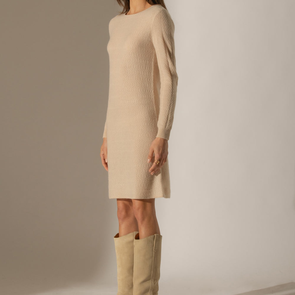 lola robe col rond sable 100% cachemire