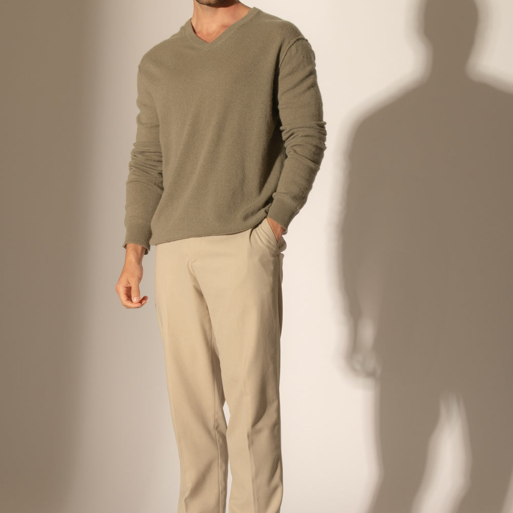 lorenzo pull col v army 100% cachemire