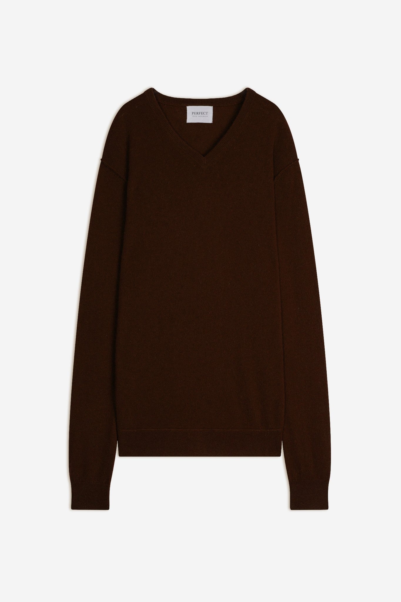 lorenzo pull col v café 100% cachemire