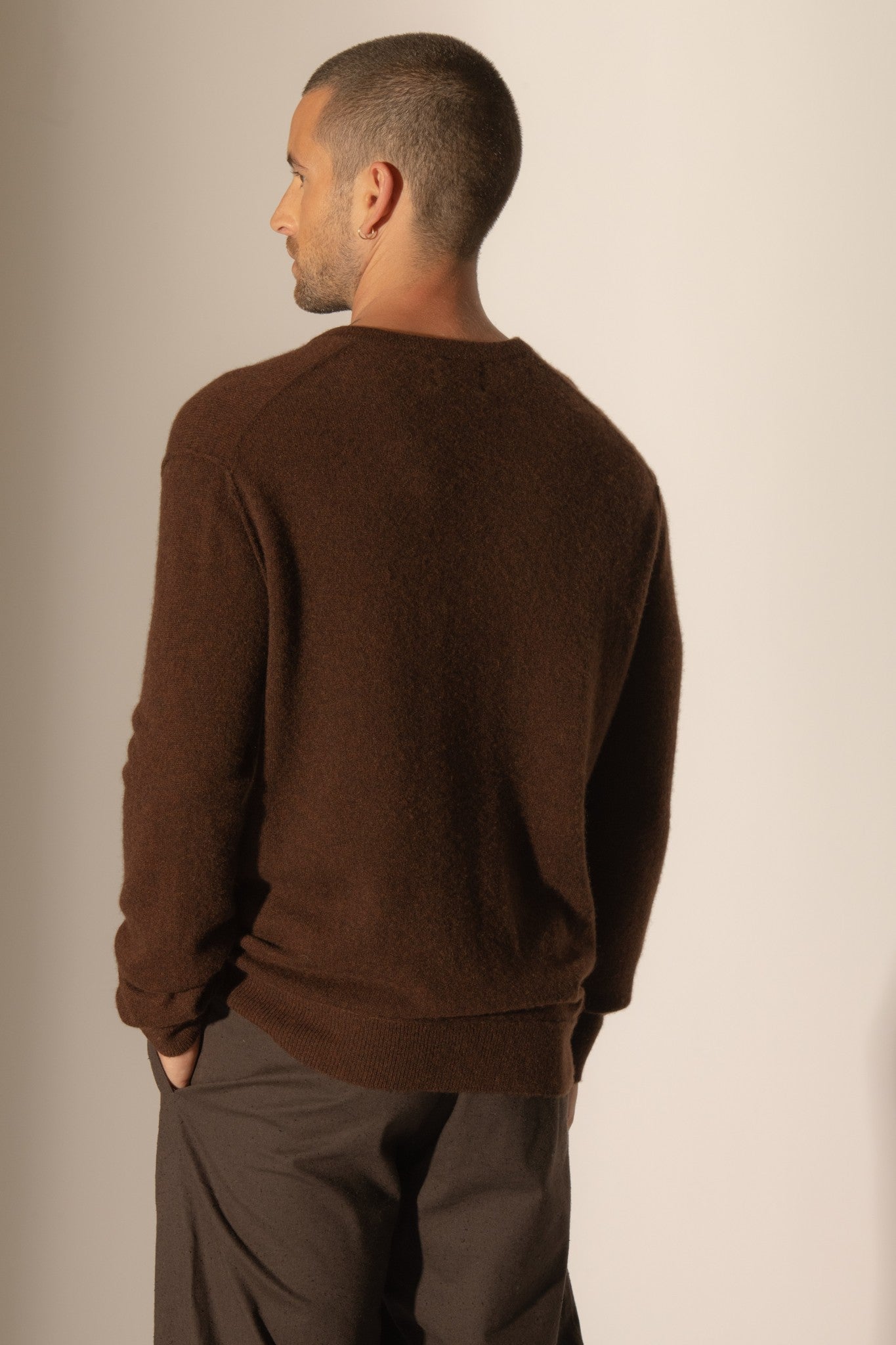 lorenzo pull col v café 100% cachemire