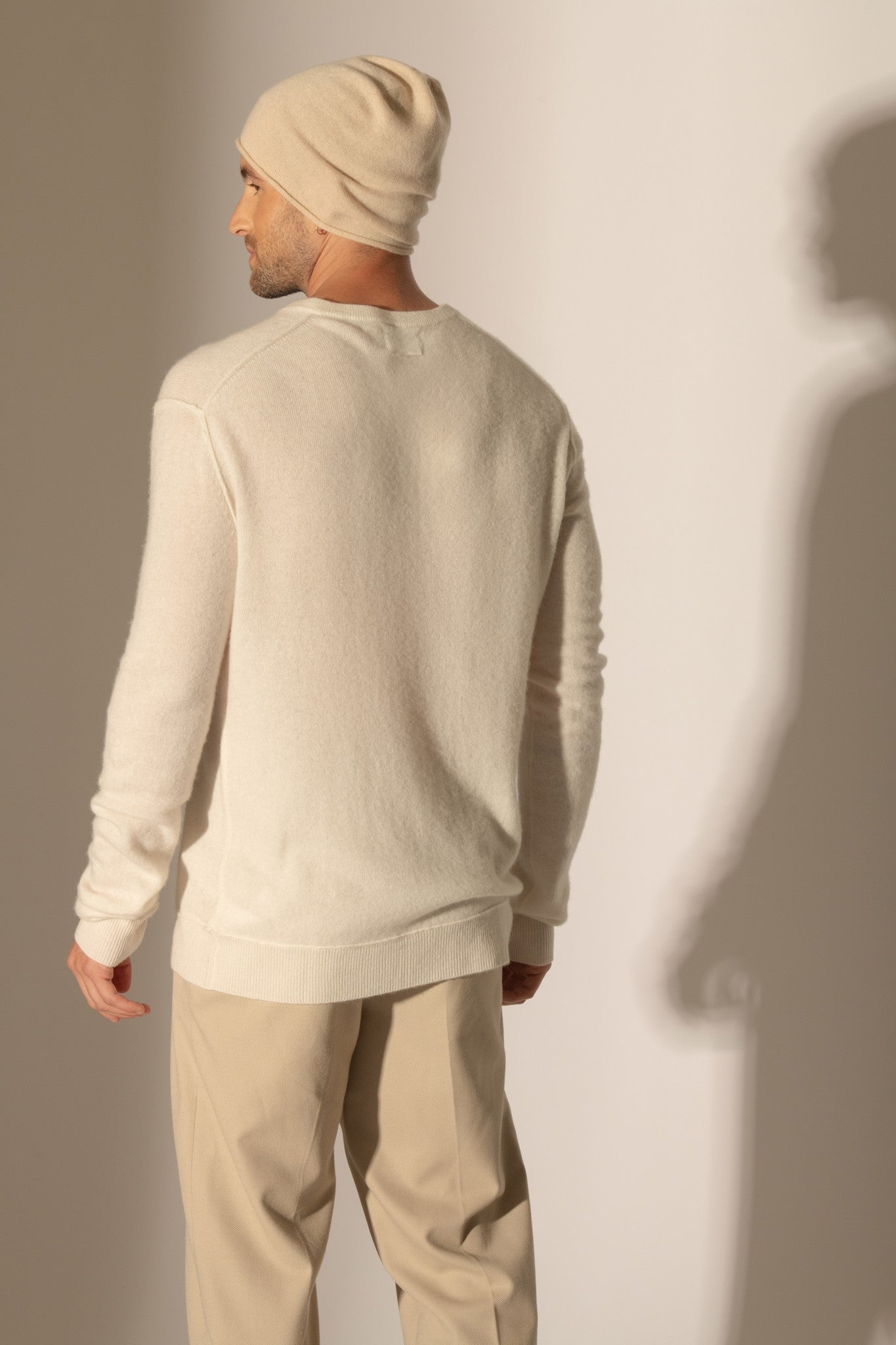 lorenzo pull col v ivoire 100% cachemire